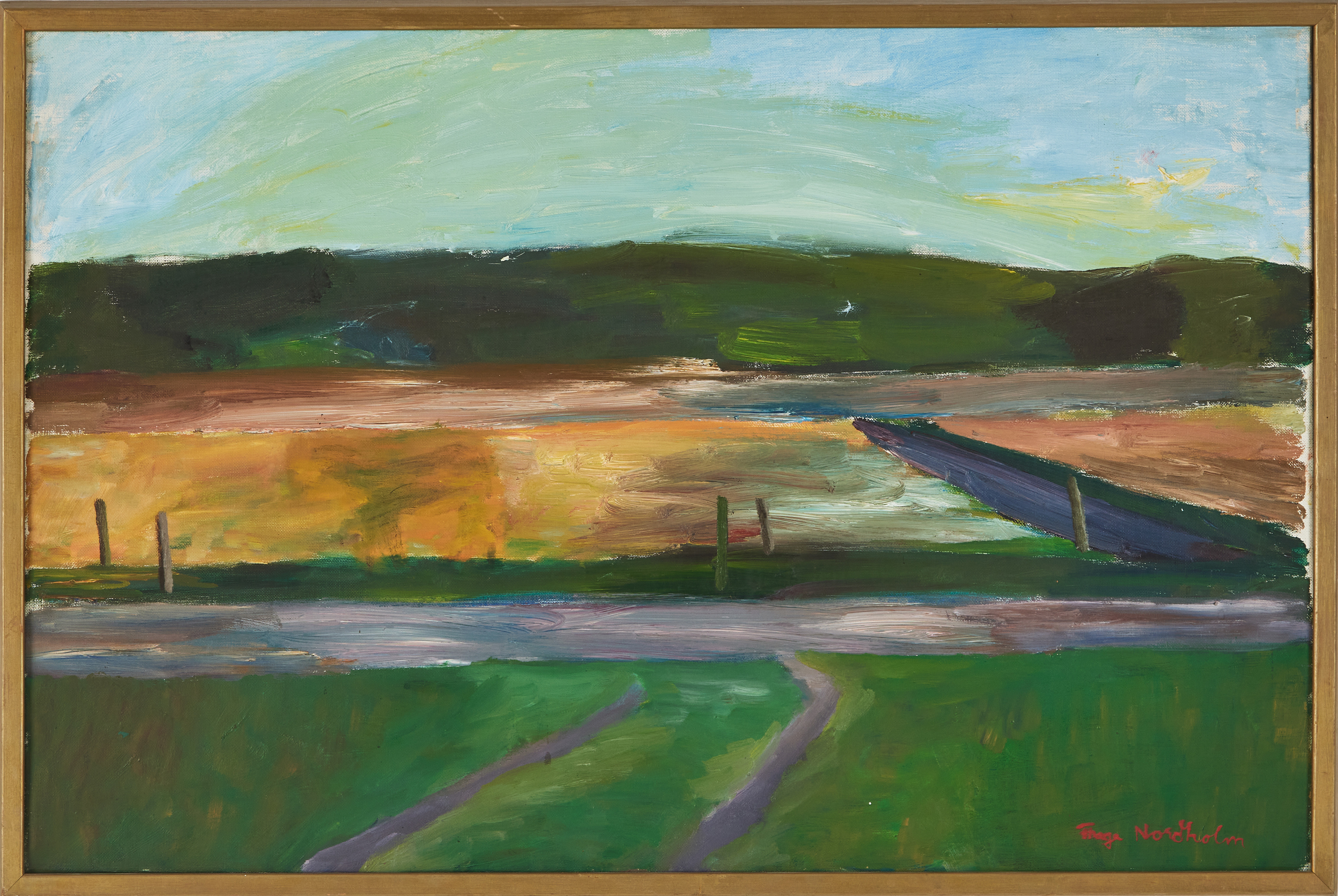 THAGE NORDHOLM (1927–1990). Halländskt landskap, olja på duk.