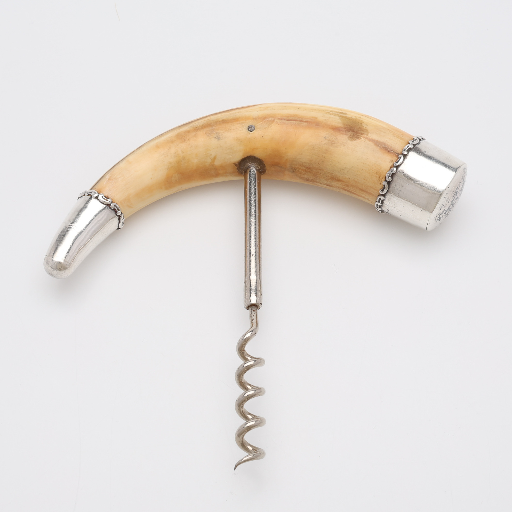 KORKSKRUV, vårtsvinsbete, stål och silvermonteringar, 1900-talets sista del.