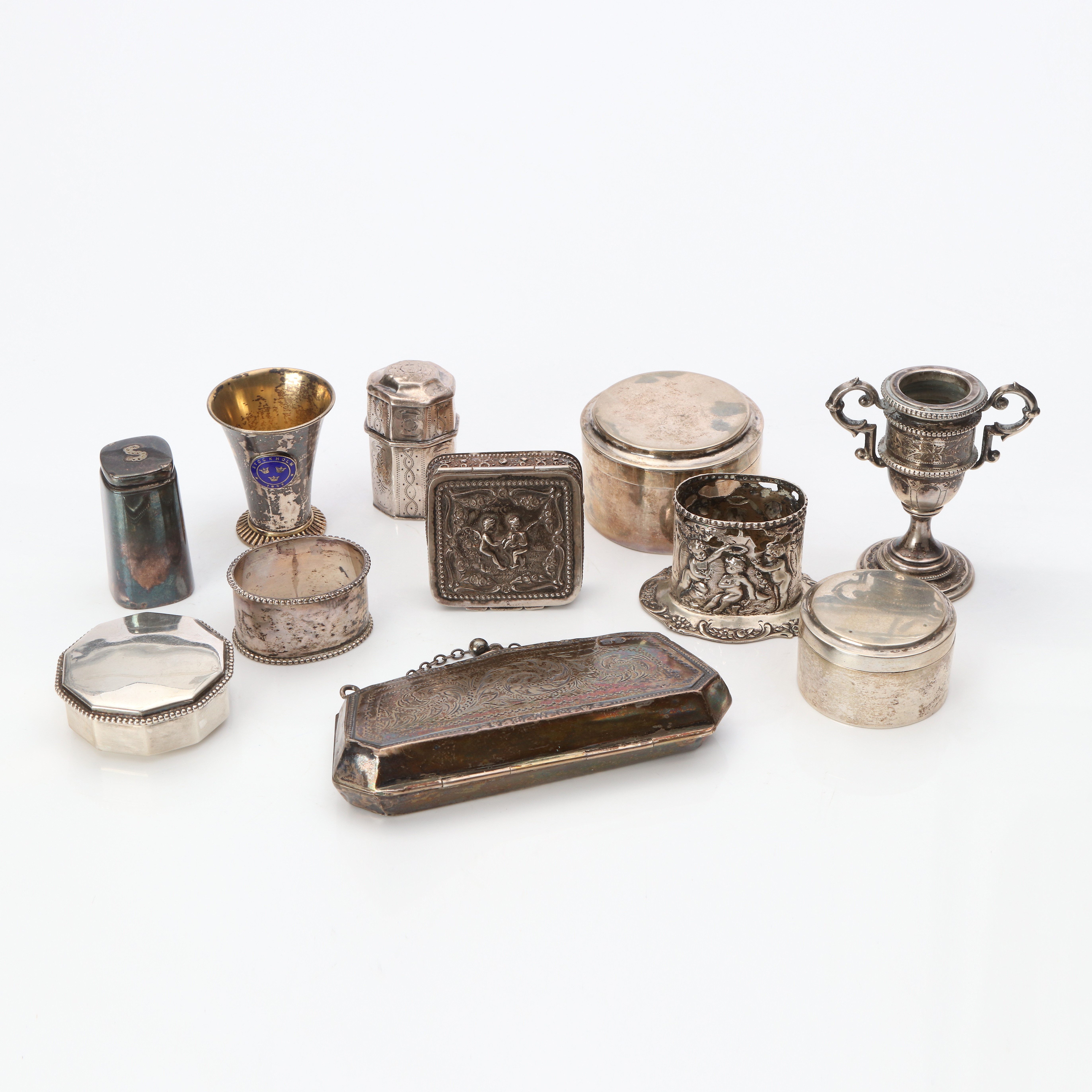 PARTI SILVER, 11 DELAR. Total vikt ca 440 gram.