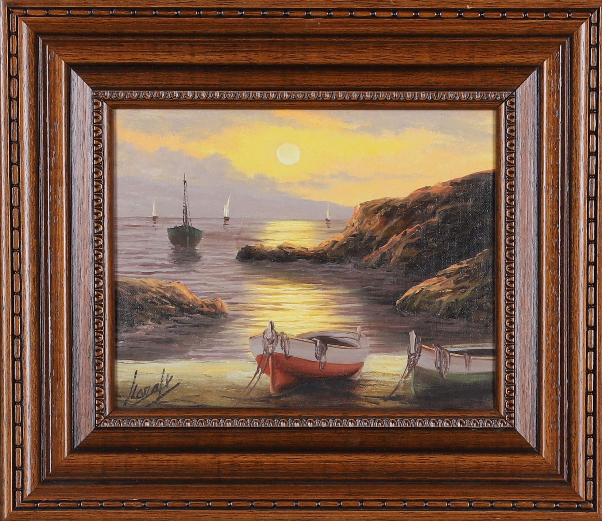 OIDENTIFIERAD KONSTNÄR, Olja på duk, " Lloret de mar 1987", signerad Lara.