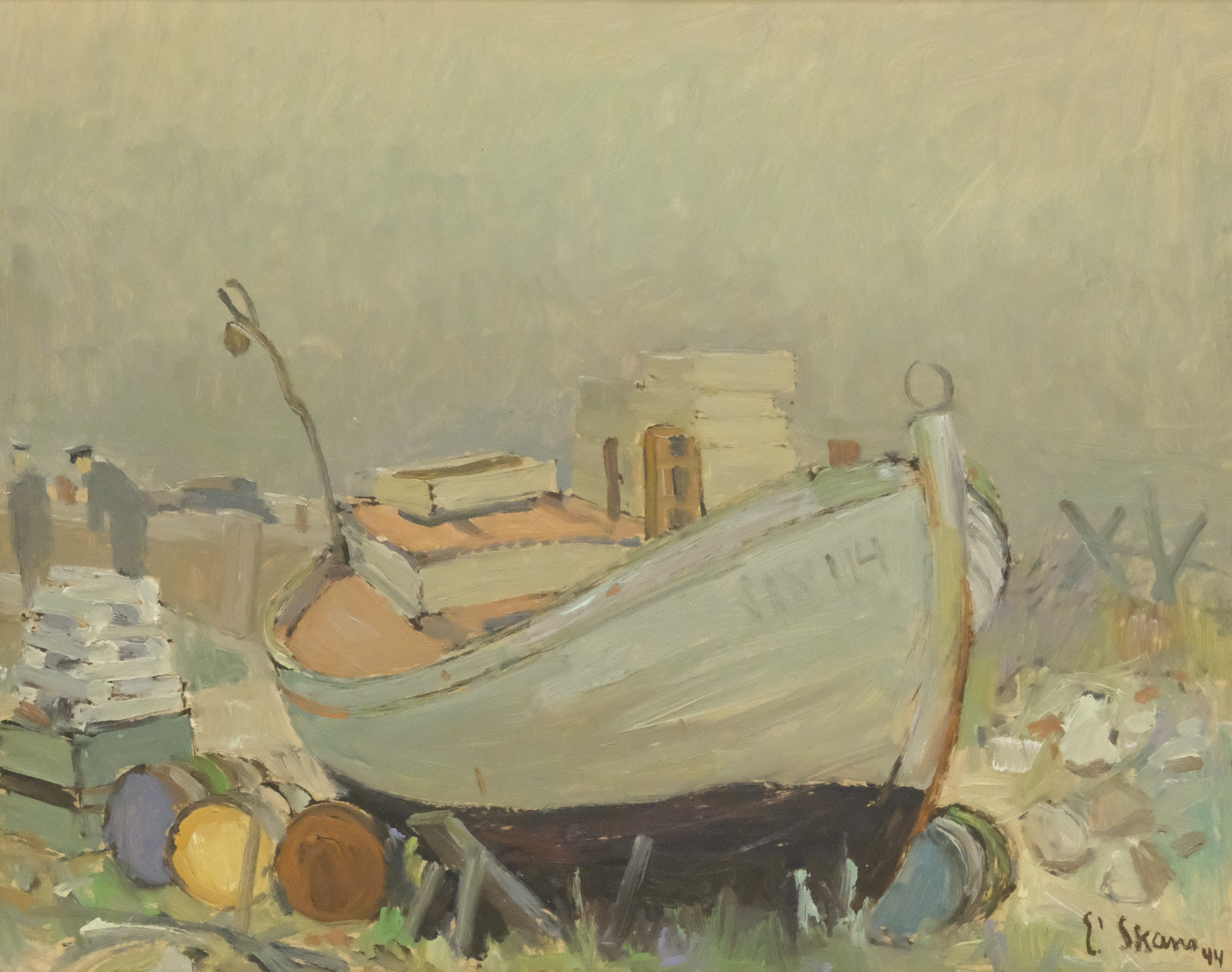 ESKILS SKANS. FISKELÄGE, OLJA PÅ PANNÅ.