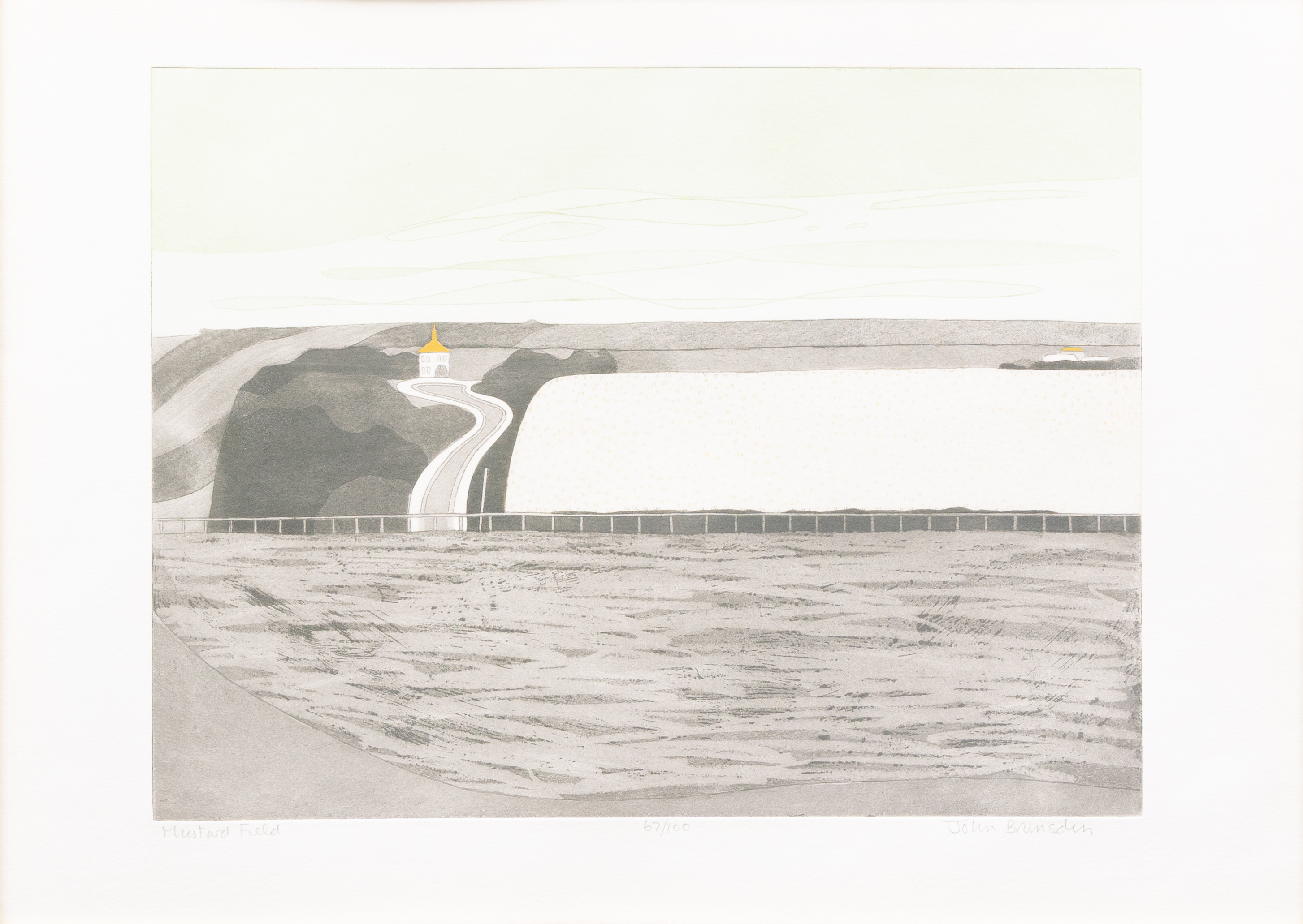 JOHN BRUNSDON (ENGLAND, 1933-2014). "Mustard Field", etsning nr 67/100, signerad.
