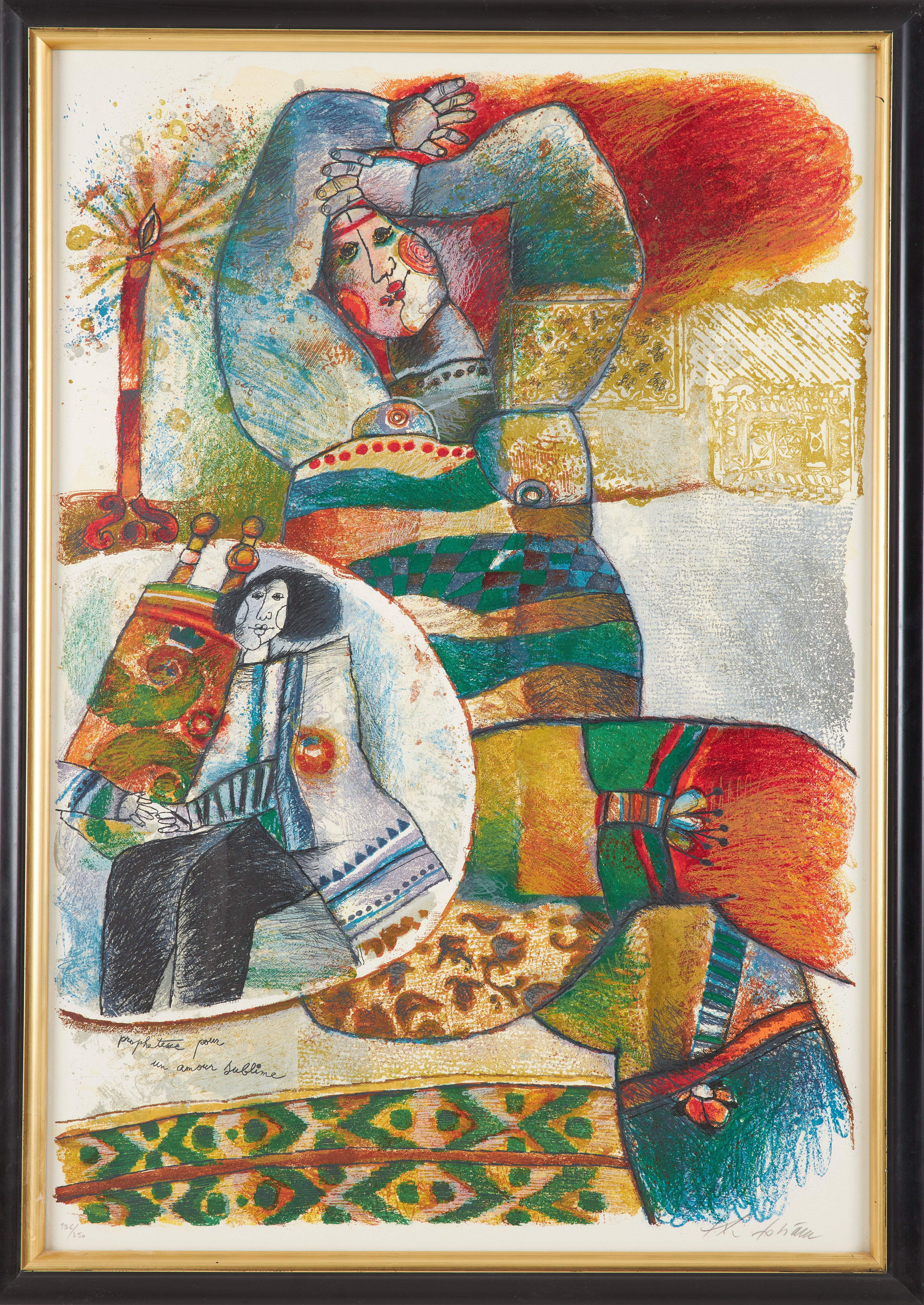 THEO TOBIASSE. Färglitografi, "Prophetesse pour un amour sublime", numrerad 136/250, signerad.