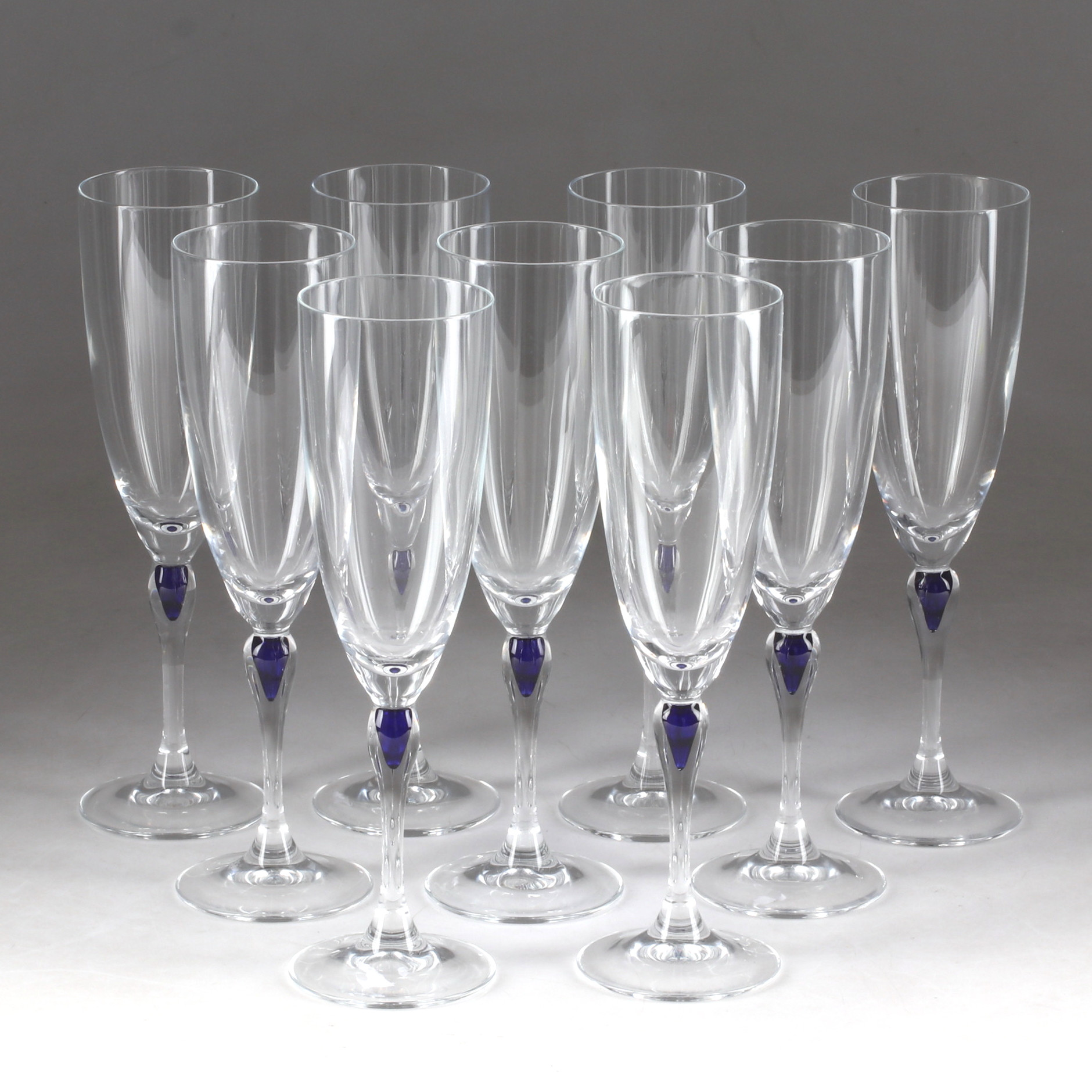 CHAMPAGNEGLAS, 9 st, "Venise Saphir", Cristal D'Arques.