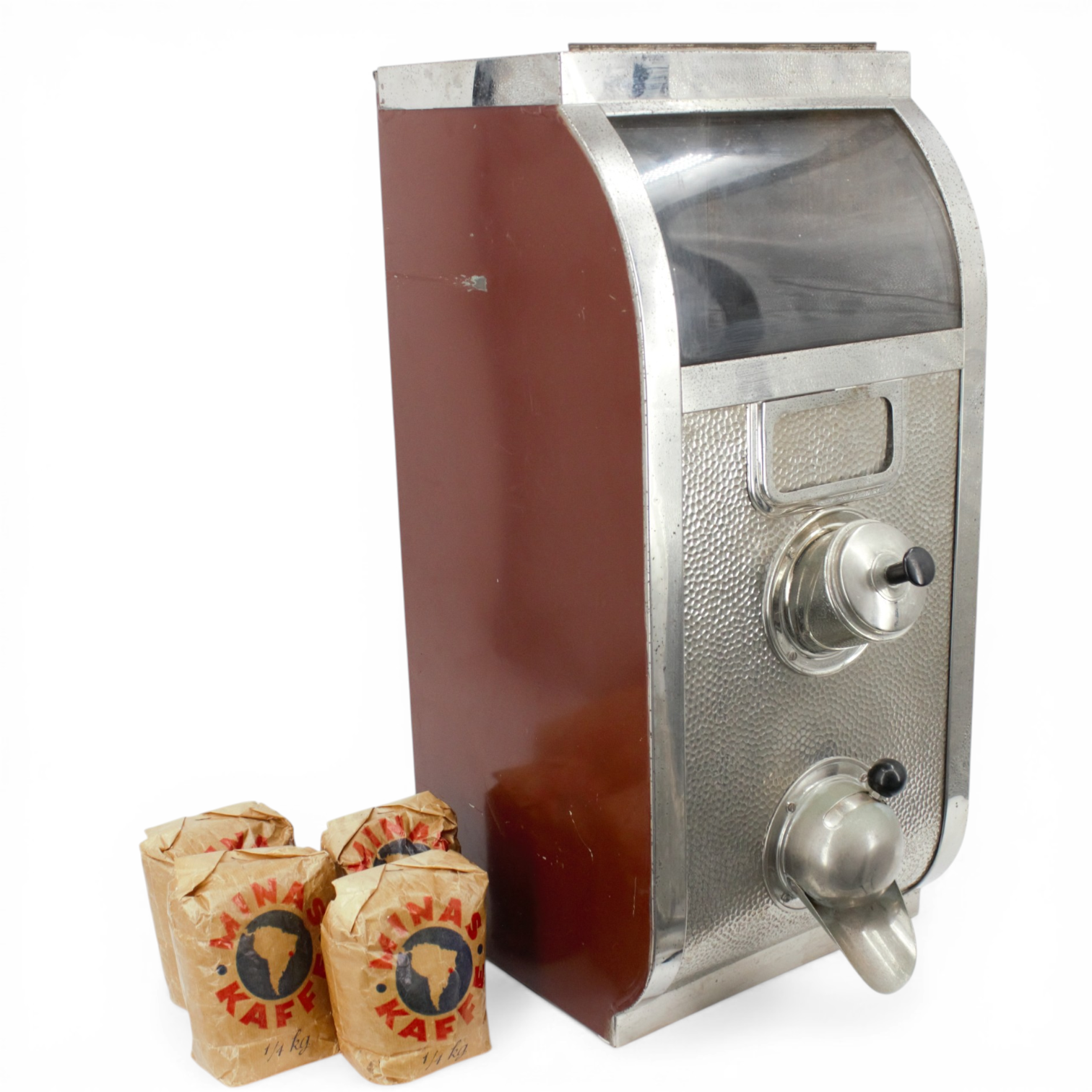 KAFFEBEHÅLLARE, metall, glas, 1900-talets första hälft.