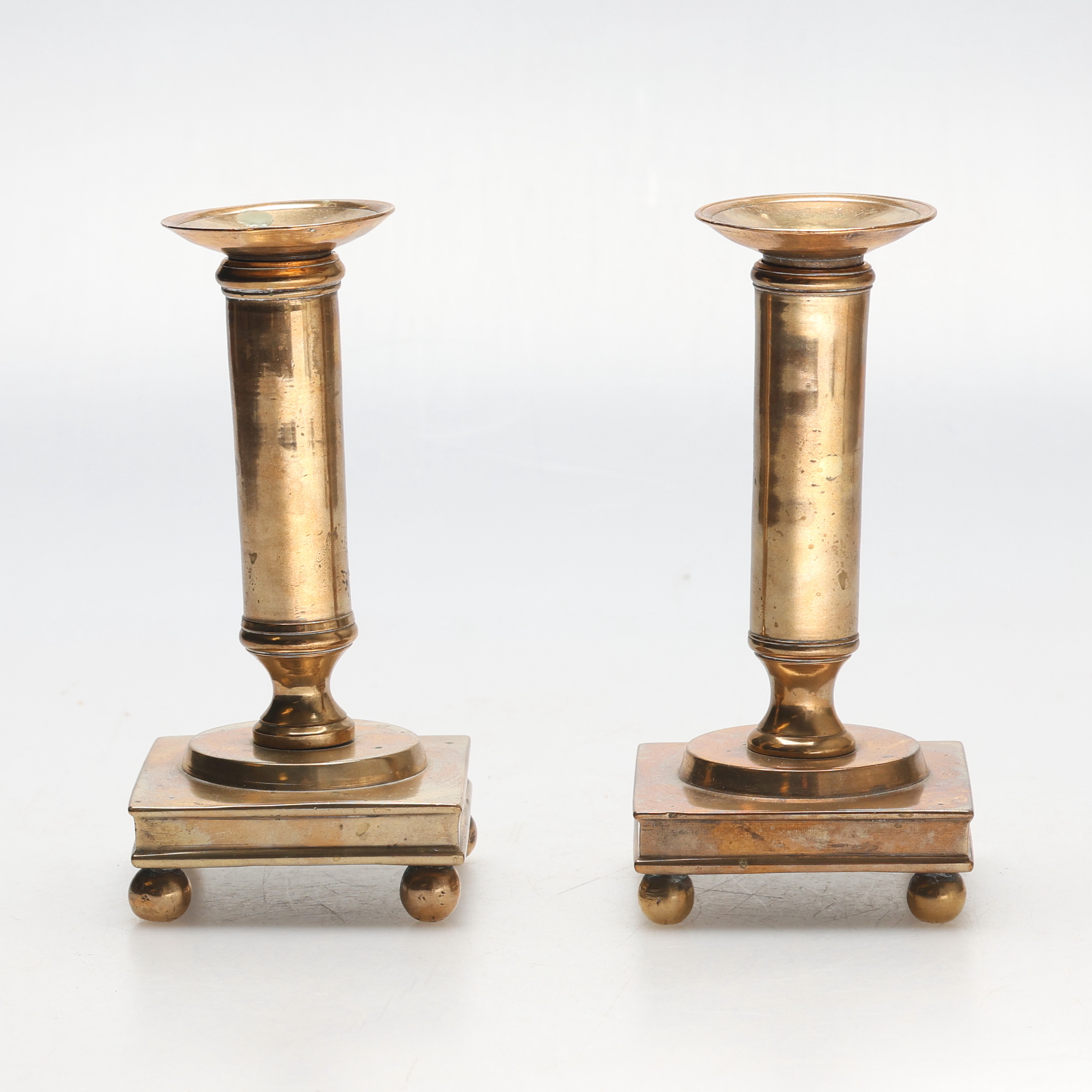 LJUSSTAKAR, 1-par, mässing, Gustavianska, 1700- 1800tal.