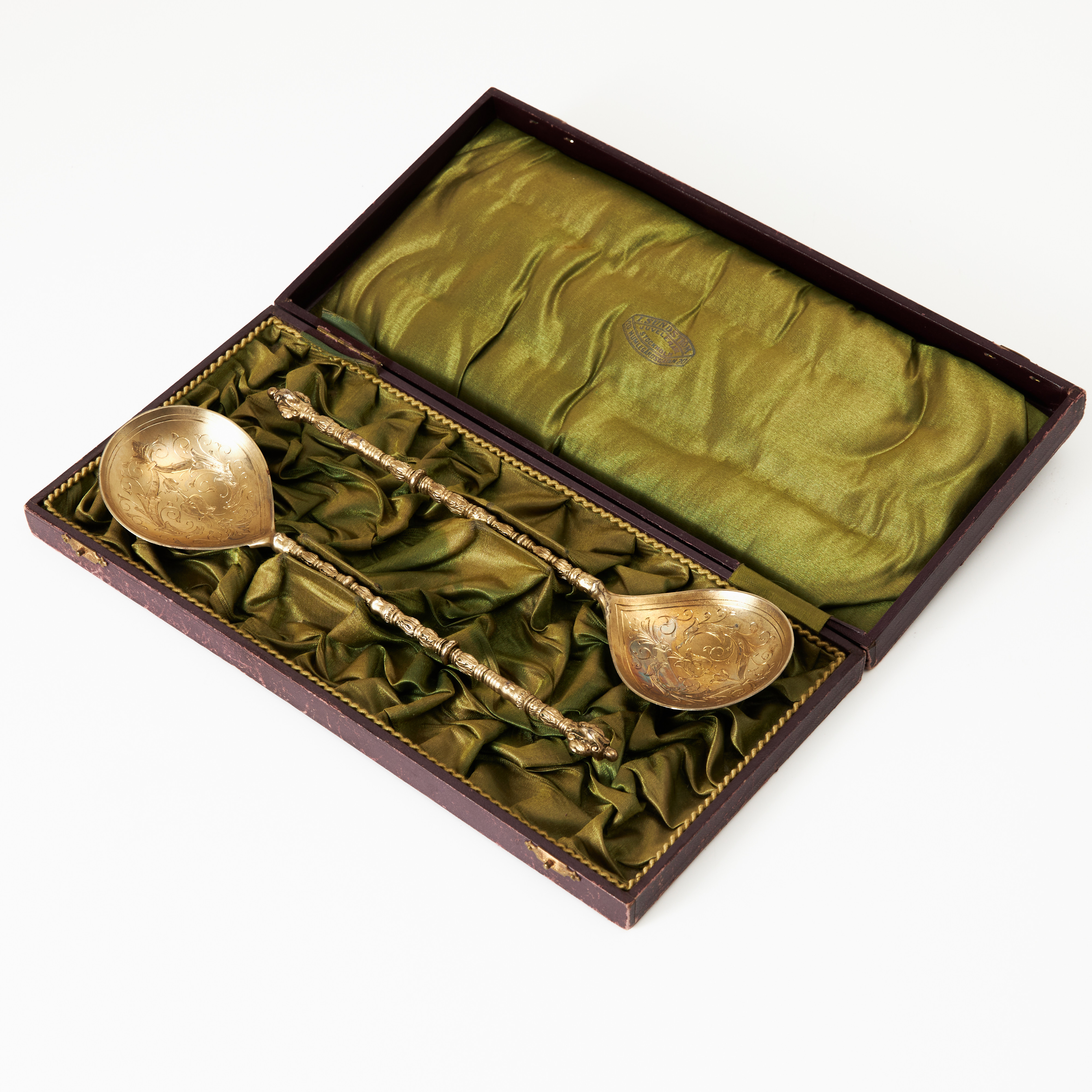 ISRAEL SUNDSTRÖM. Uppläggningsskedar, silver, renässansstil, Stockholm 1905.