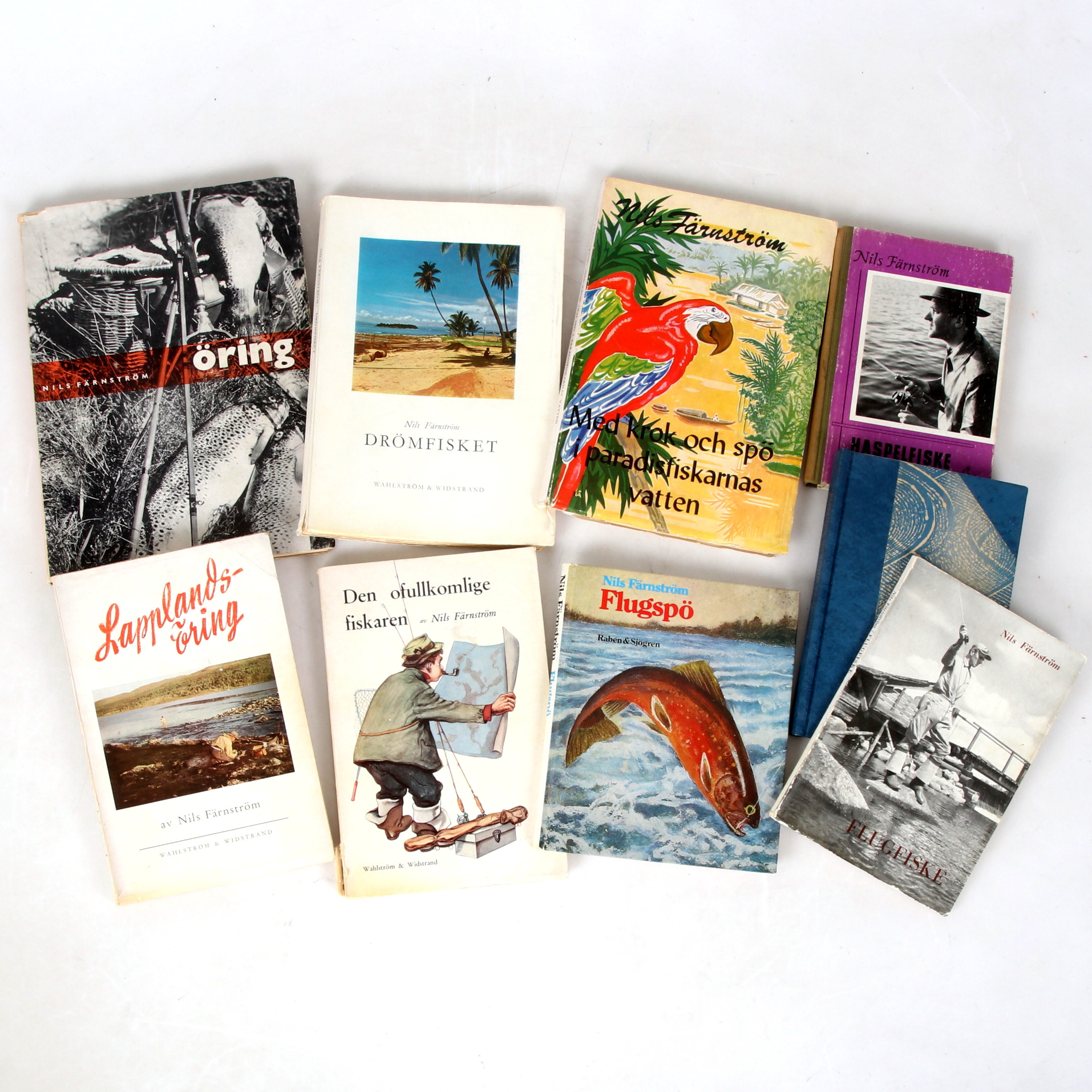 NILS FÄRNSTRÖM. Böcker, 9 st, bla. Öring, Flugfiske mm...
