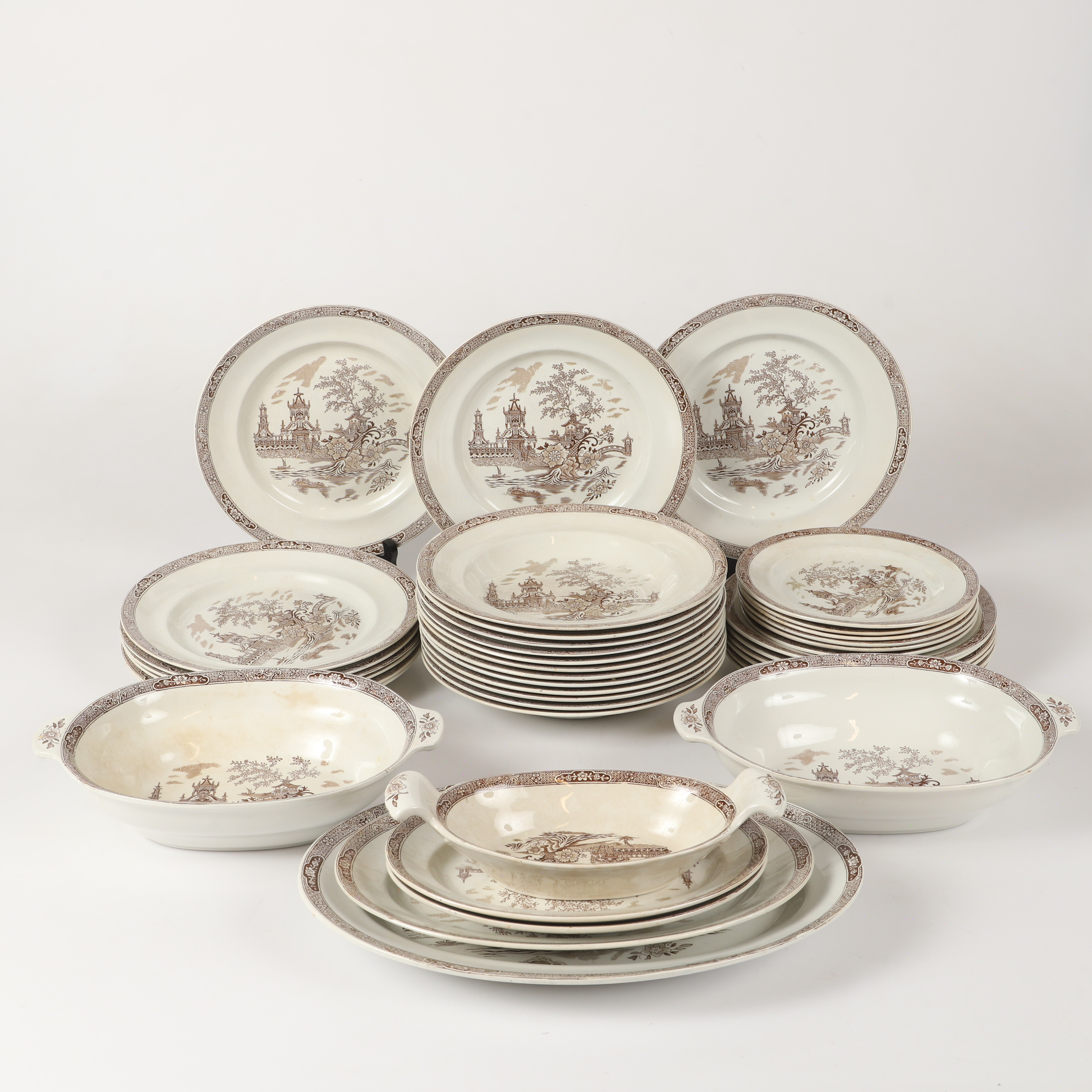 MATSERVIS, 40 delar, "Gonggong", flintgods, Gustavsberg.