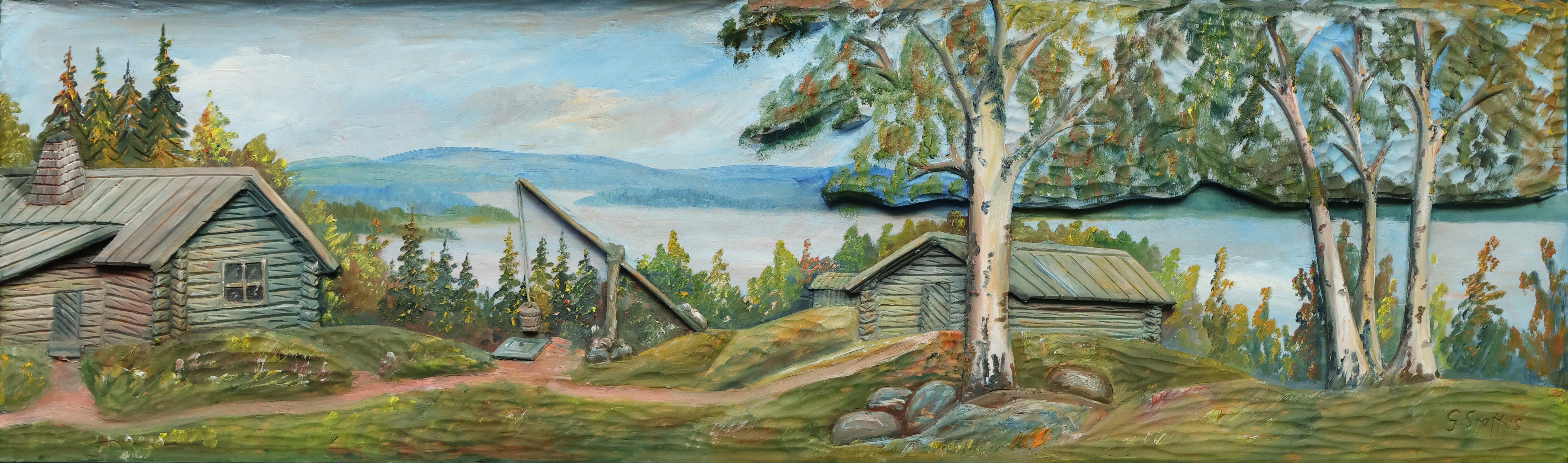 OIDENTIFIERAD KONSTNÄR. trärelief, bemålad, signerad.