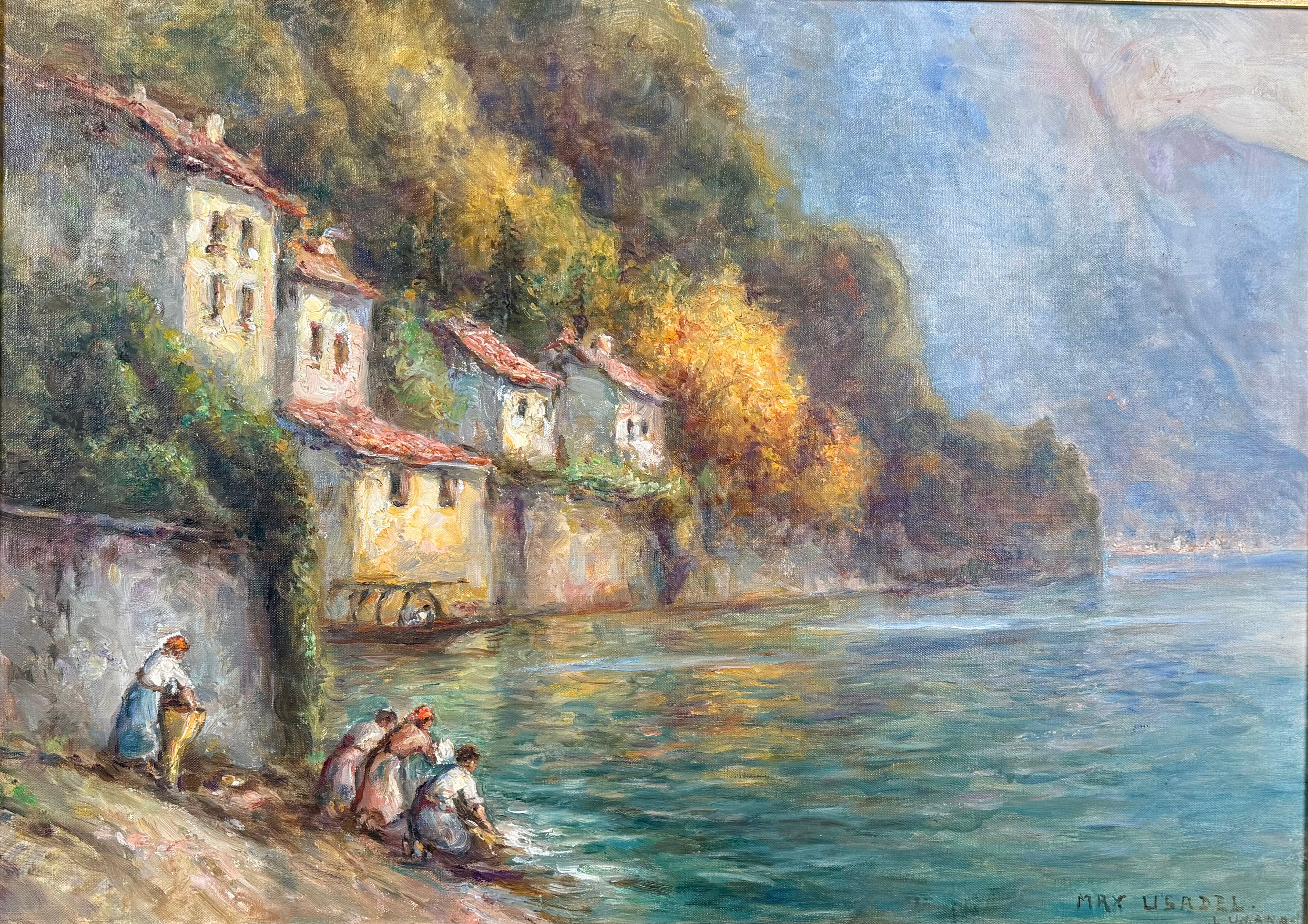 MAX USADEL (1880-1959). "Lugano", olja på duk, signerad.