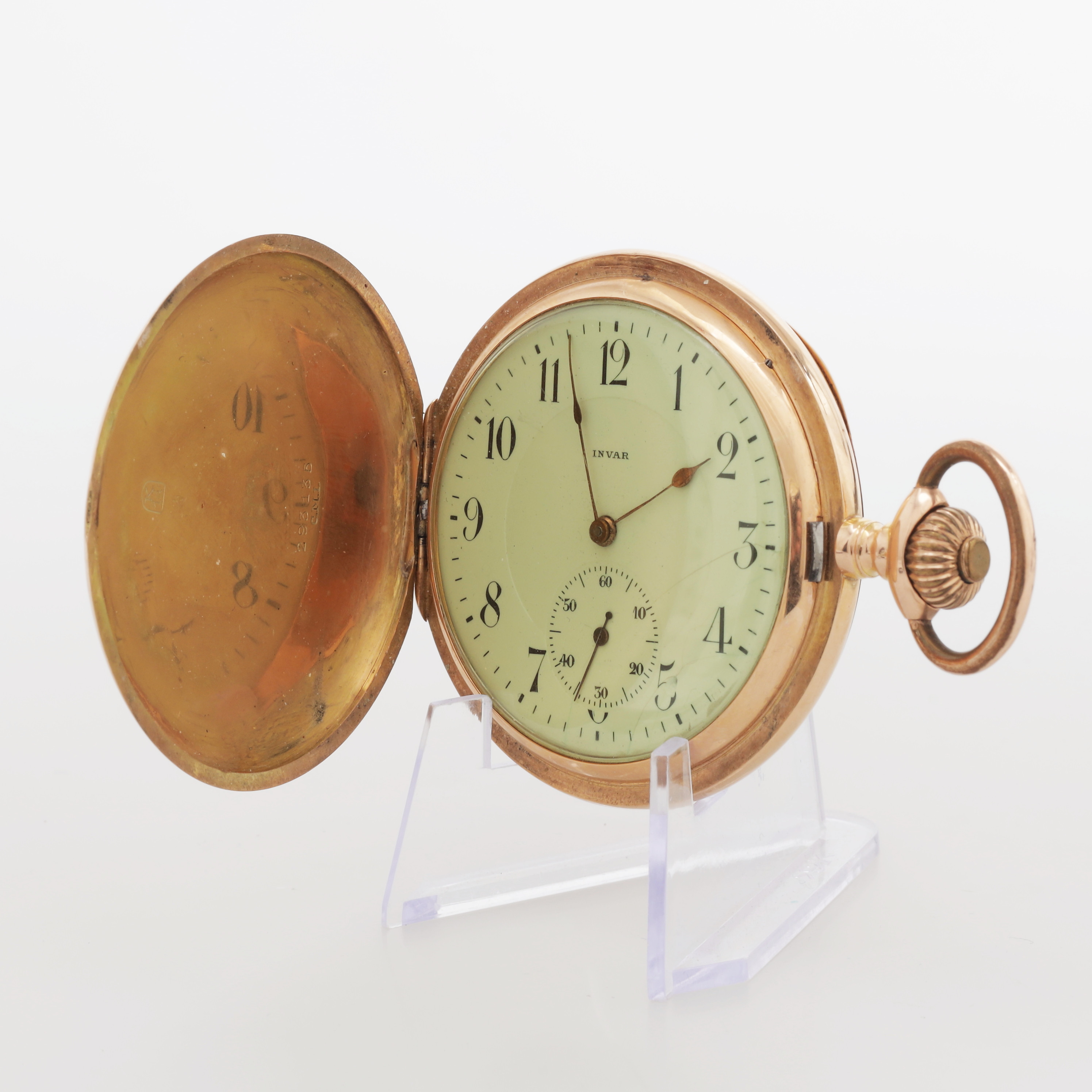 FICKUR, guld 14K, savonett, Invar, totalvikt 103 gram.