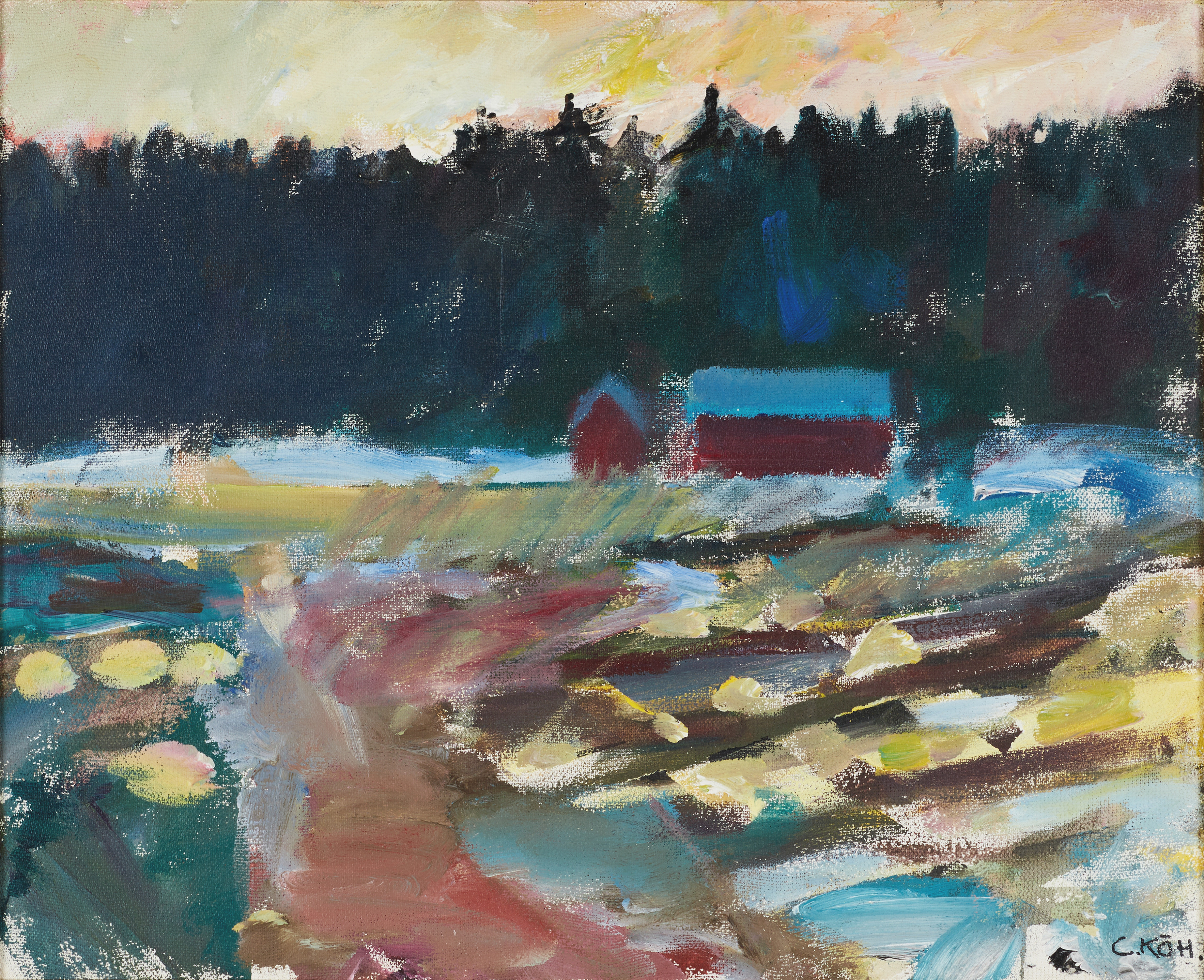 CARL KÖHLER (1919–2006). Vinterskog, signerad, olja på duk.