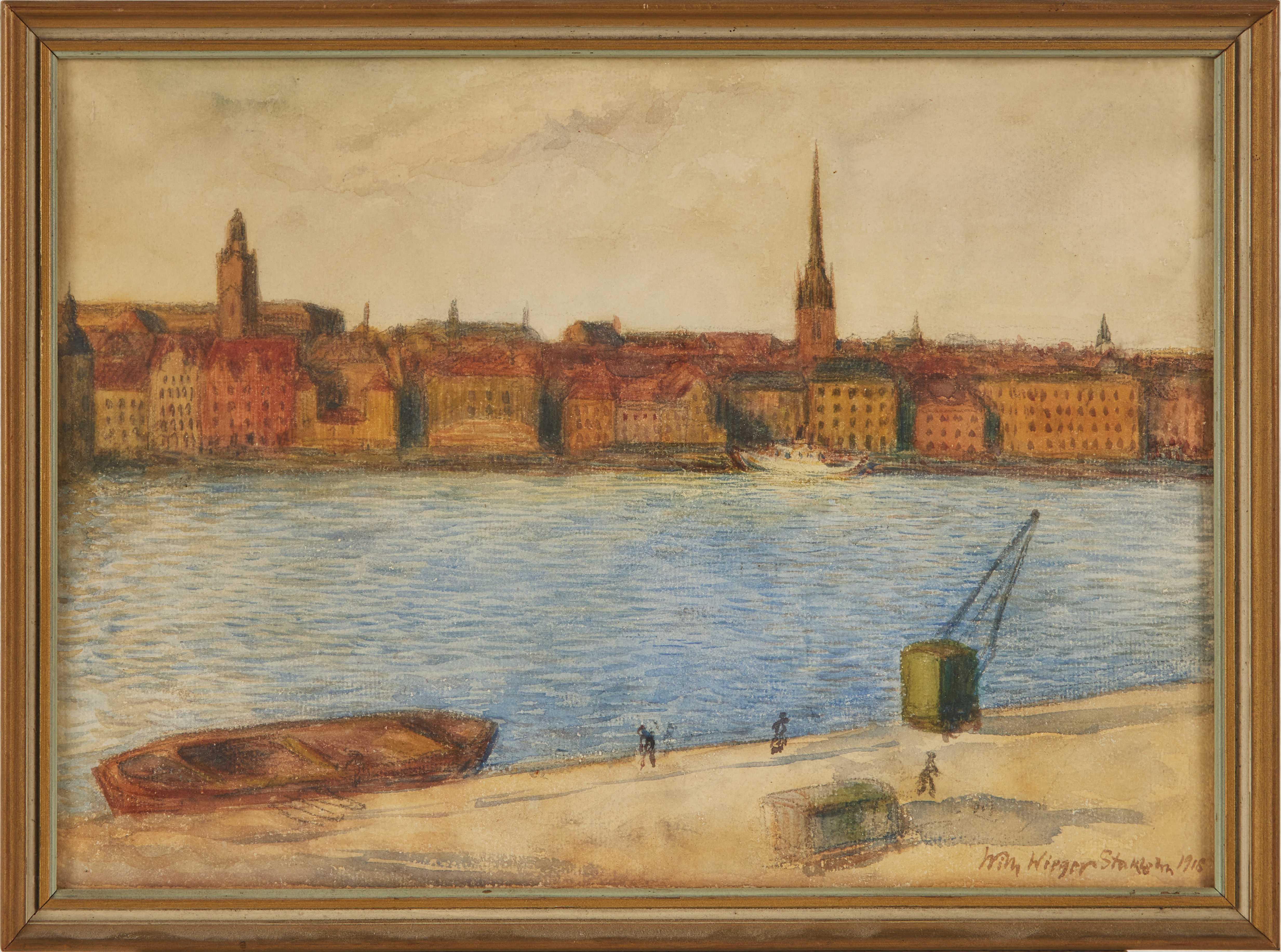 WILHELM WIEGER (TYSK  1890-1964). Stockholm, akvarell på papper, signerad Wilh Wieger, Stockholm 1918.