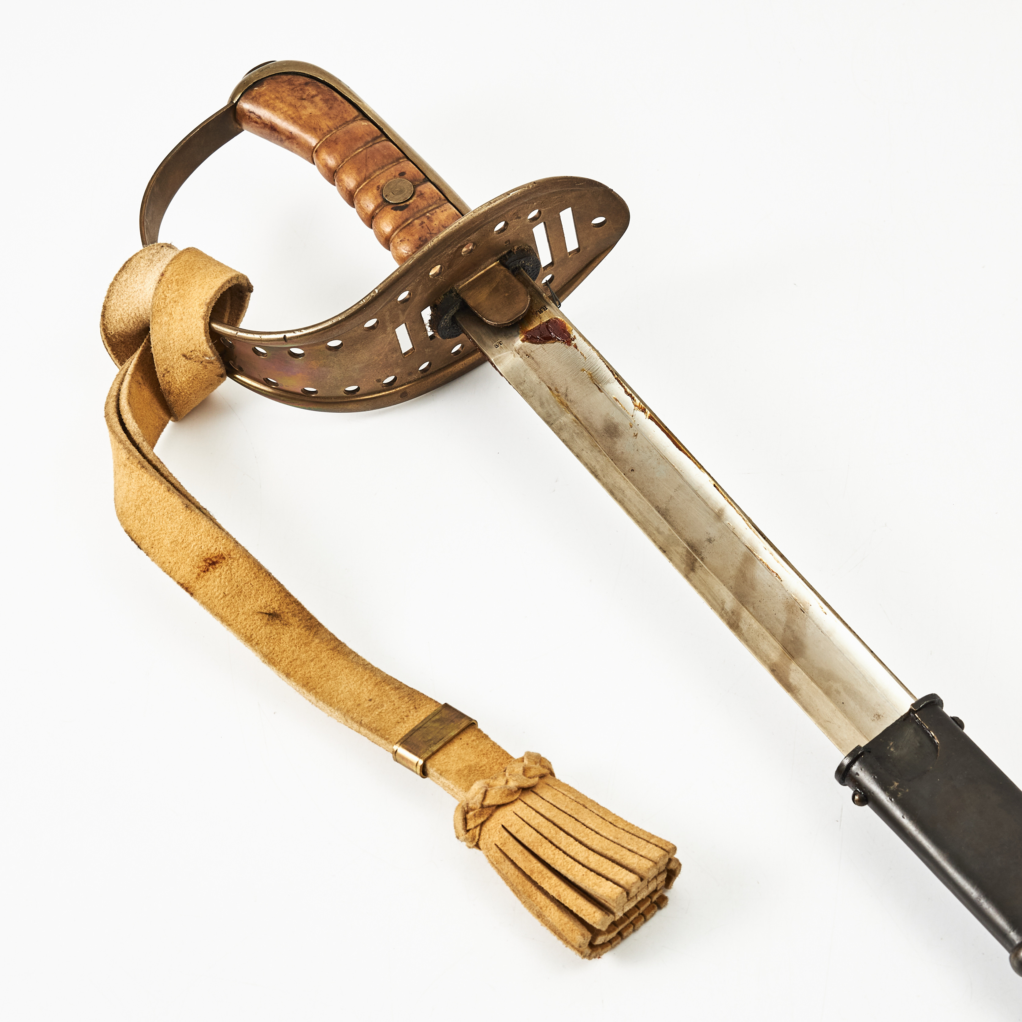 SABEL, svensk, m/1867, för manskap vid kavalleriet, svärtad stålbalja, handrem m/1895.