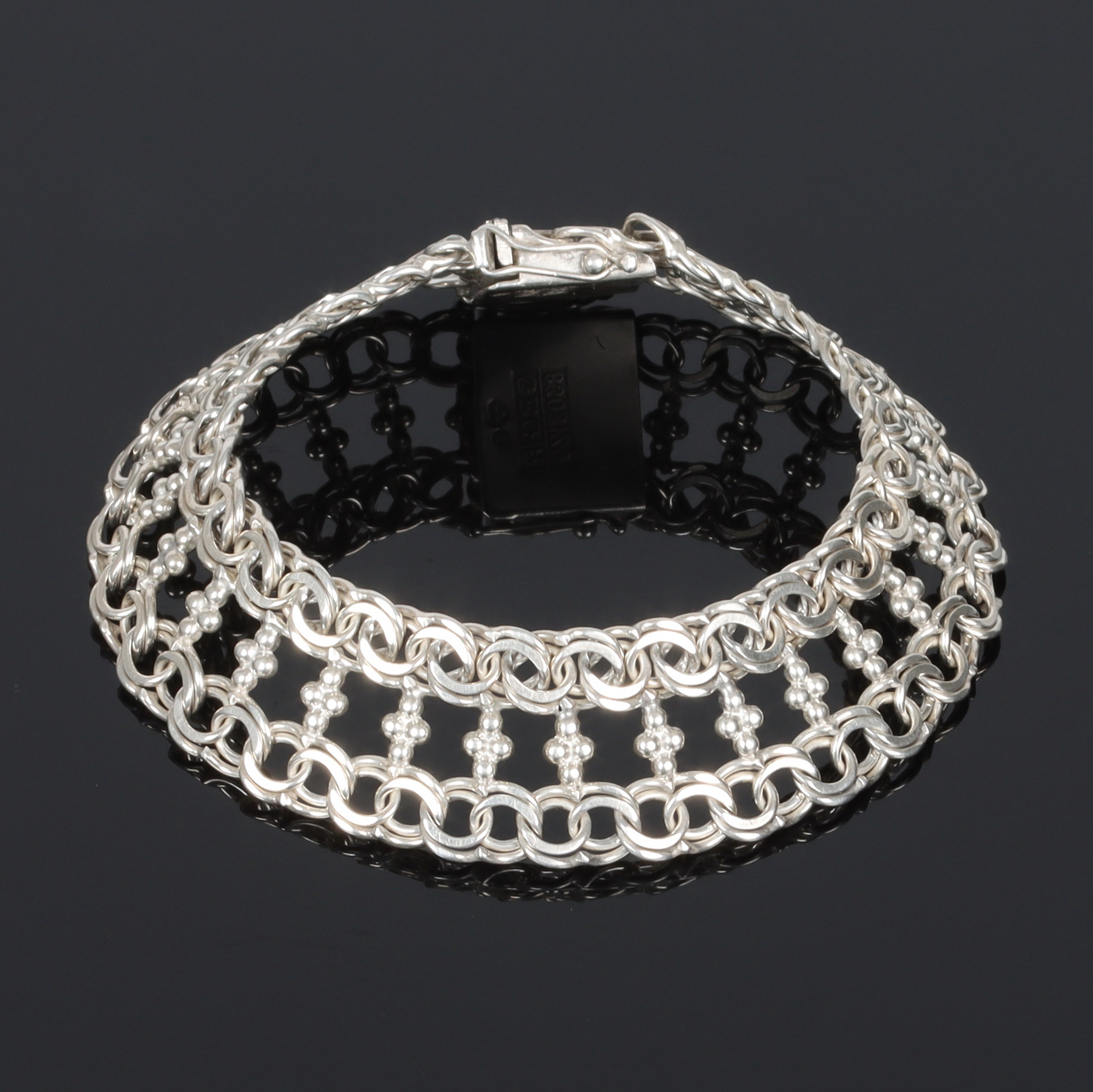(6C27) ARMBAND, silver, bismarklänk, "Comtesse", G Engström Guldvaror, Köping. 1974.