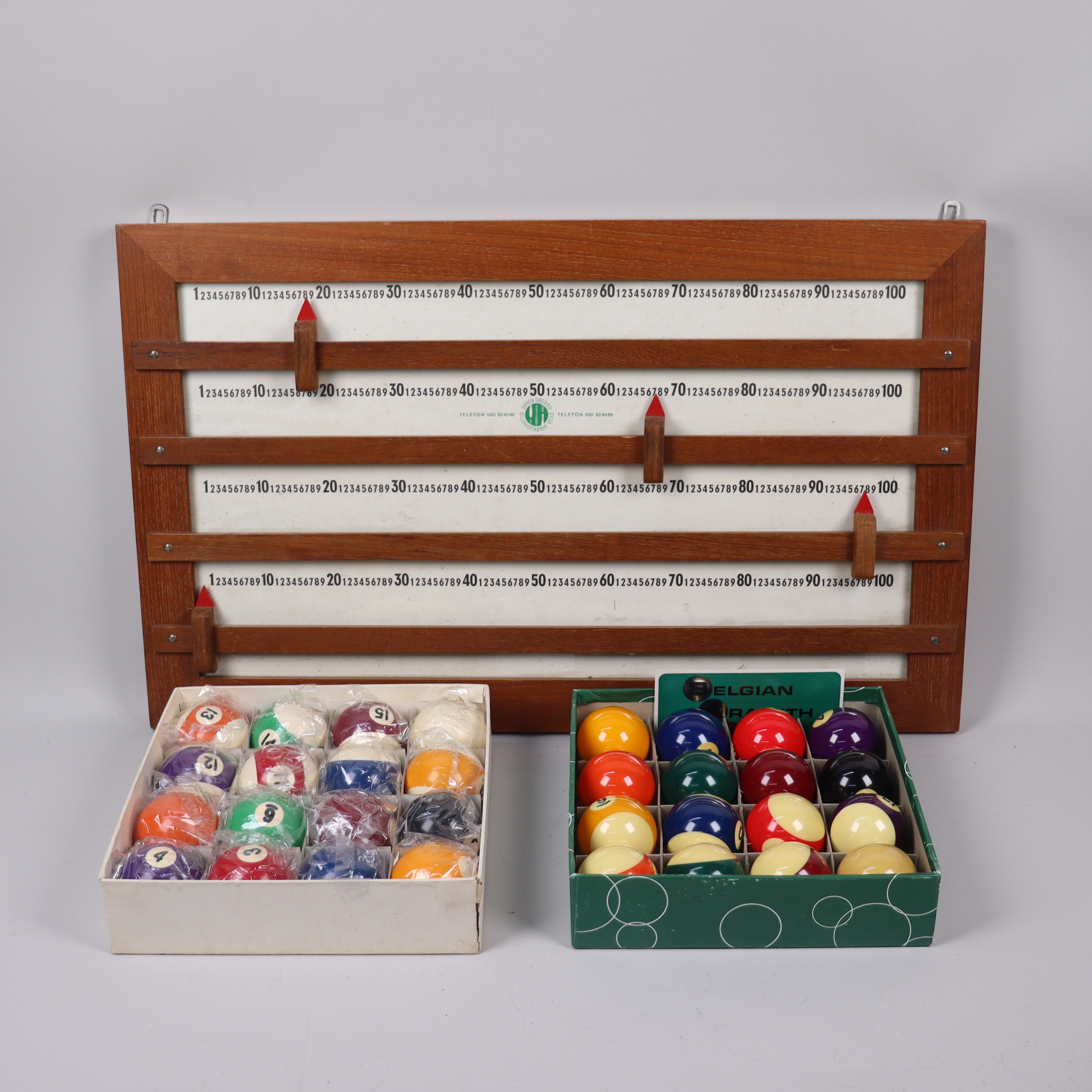 BILJARDBOLLAR OCH POÄNGTAVLA, Søren Søgaard Billiardfabrik mm.