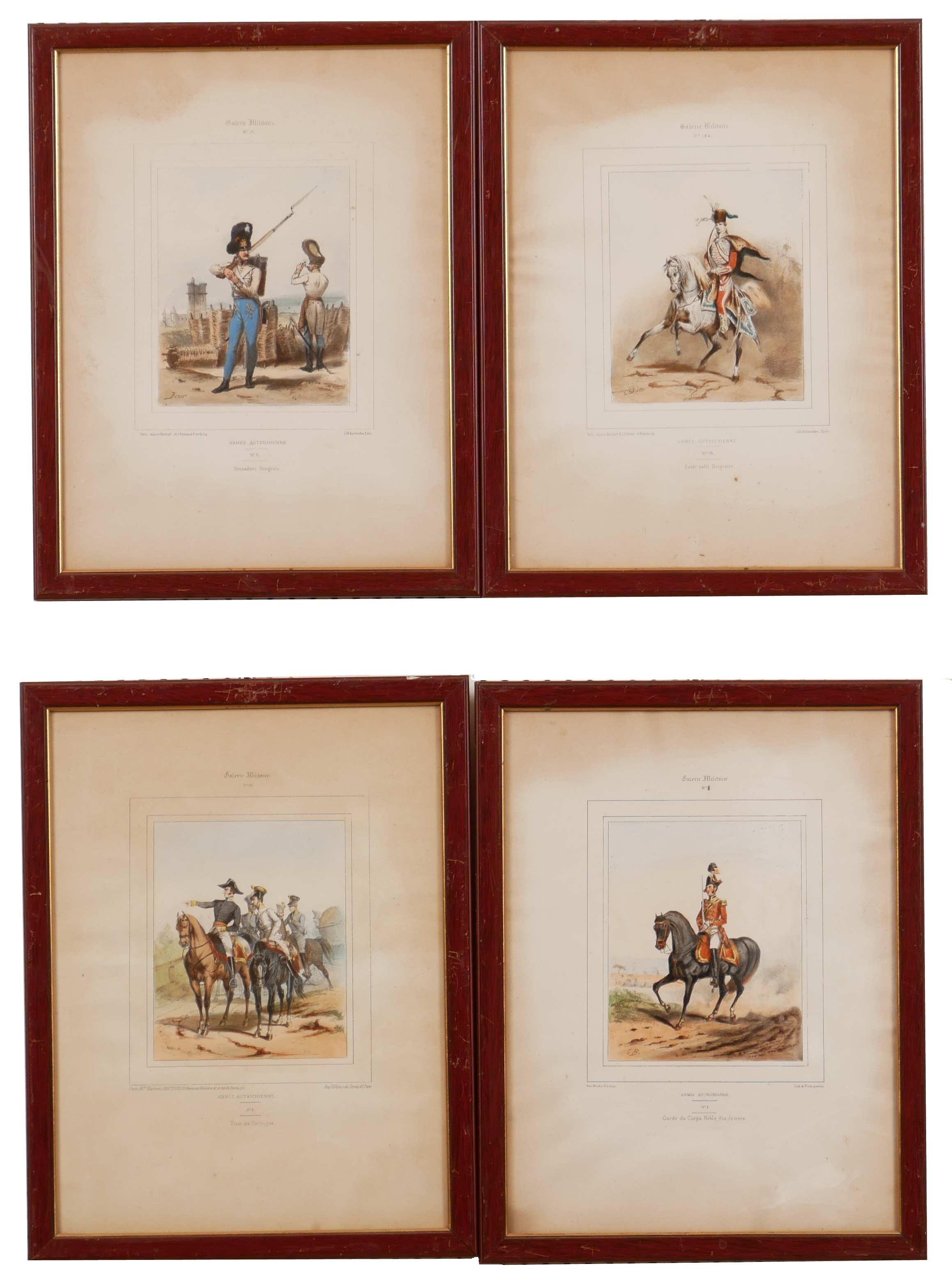MILITÄRA MOTIV, 4 st, "Galerie Militaire", litografiska tryck.