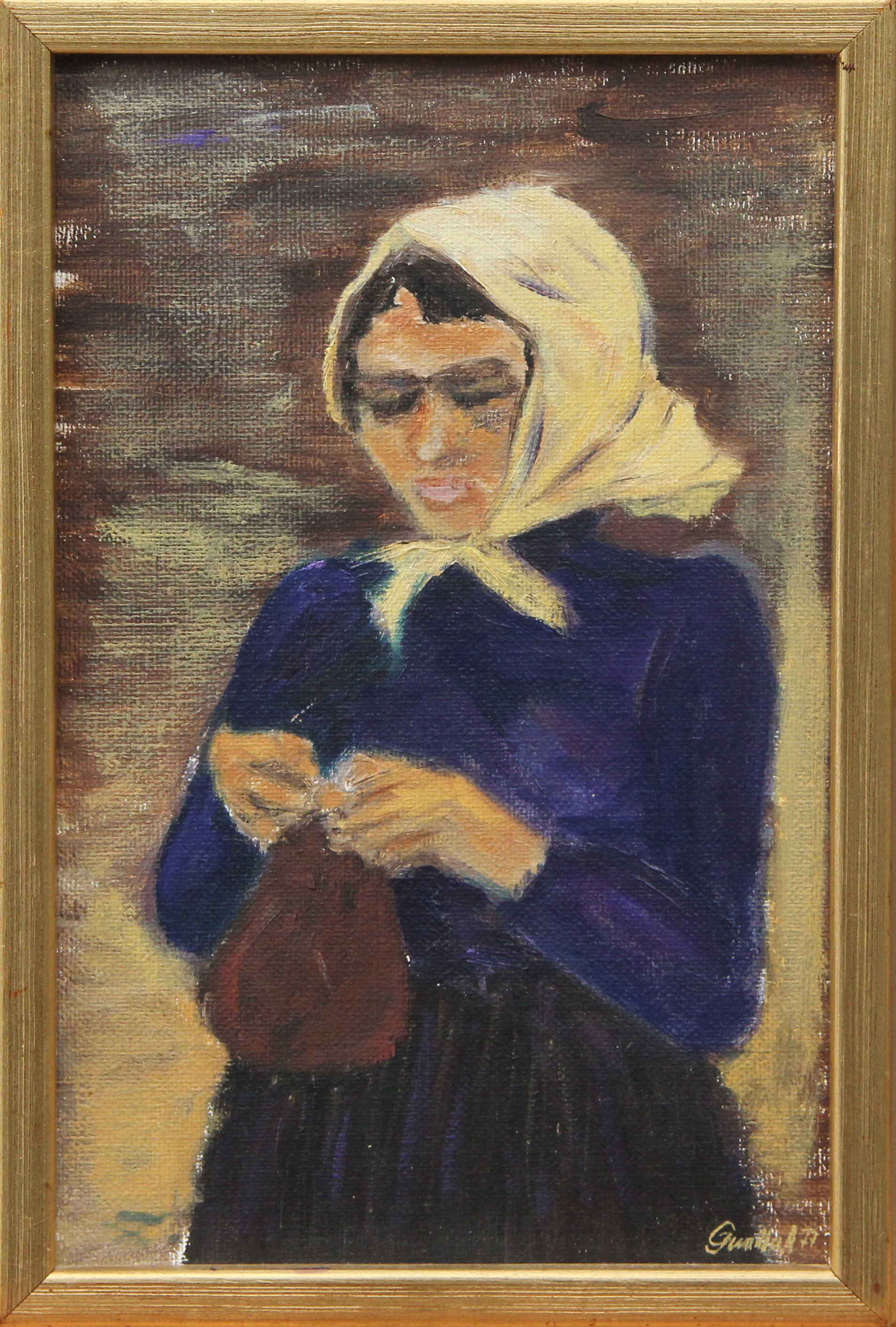 OIDENTIFIERAD KONSTNÄR. OLJA, på duk, signerad Gunilla A, 1977.