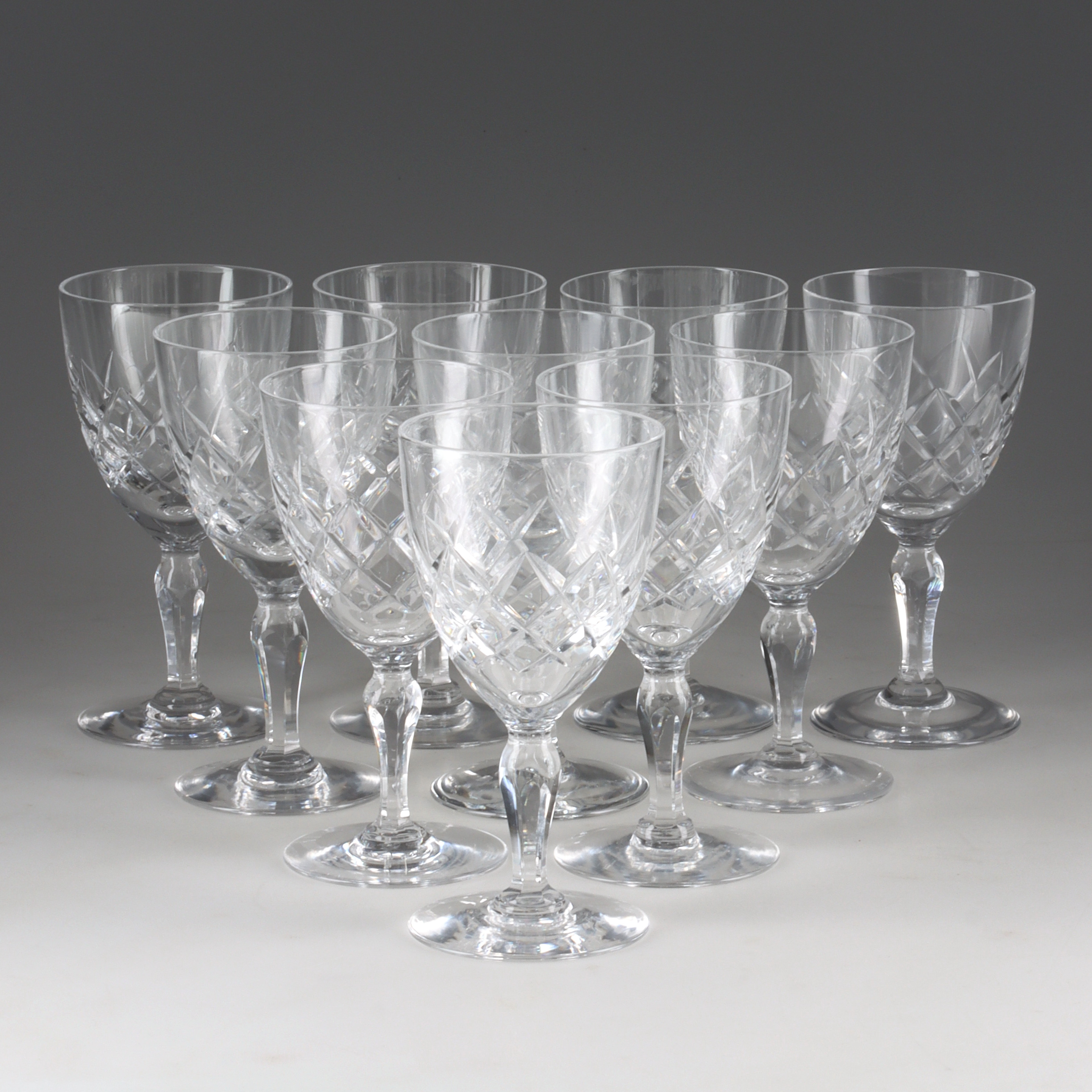 GUNNAR CYRÉN. Vinglas, 10 st, "Karolina", Orrefors.