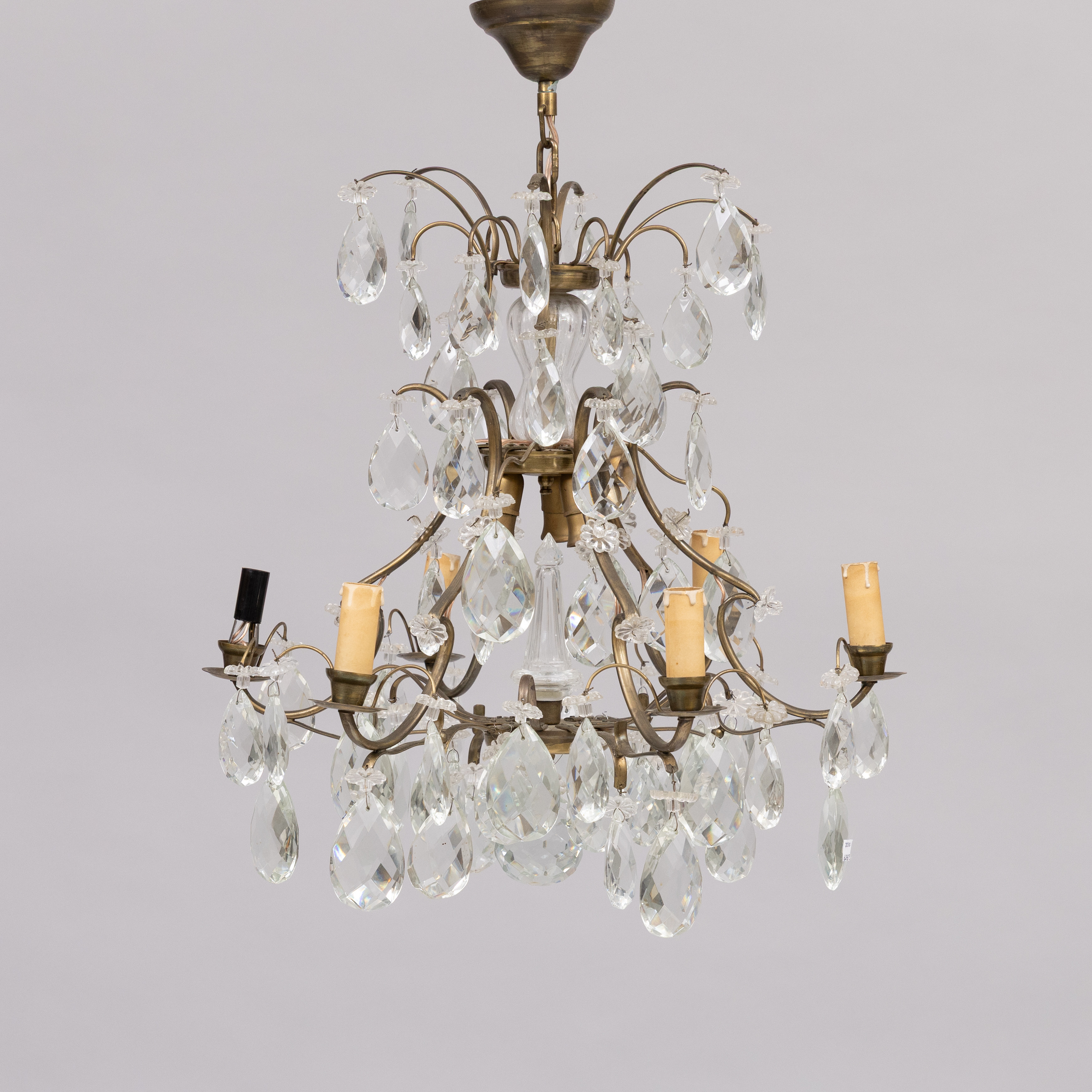 LJUSKRONA, metall och glas, barockstil, 1900-tal.