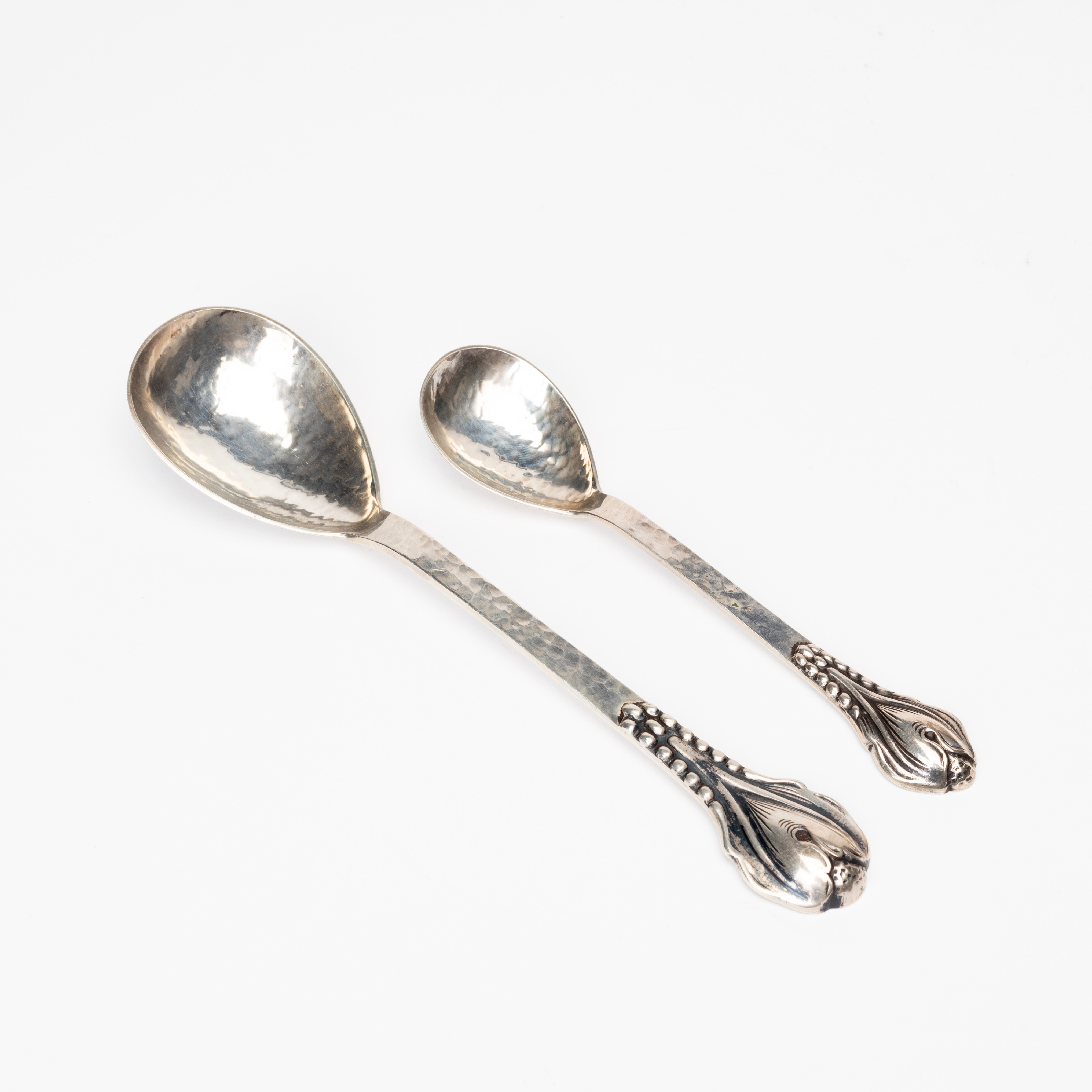 OTTO LARSSON. 2 skedar, silver, jugend, Landskrona, 1918.