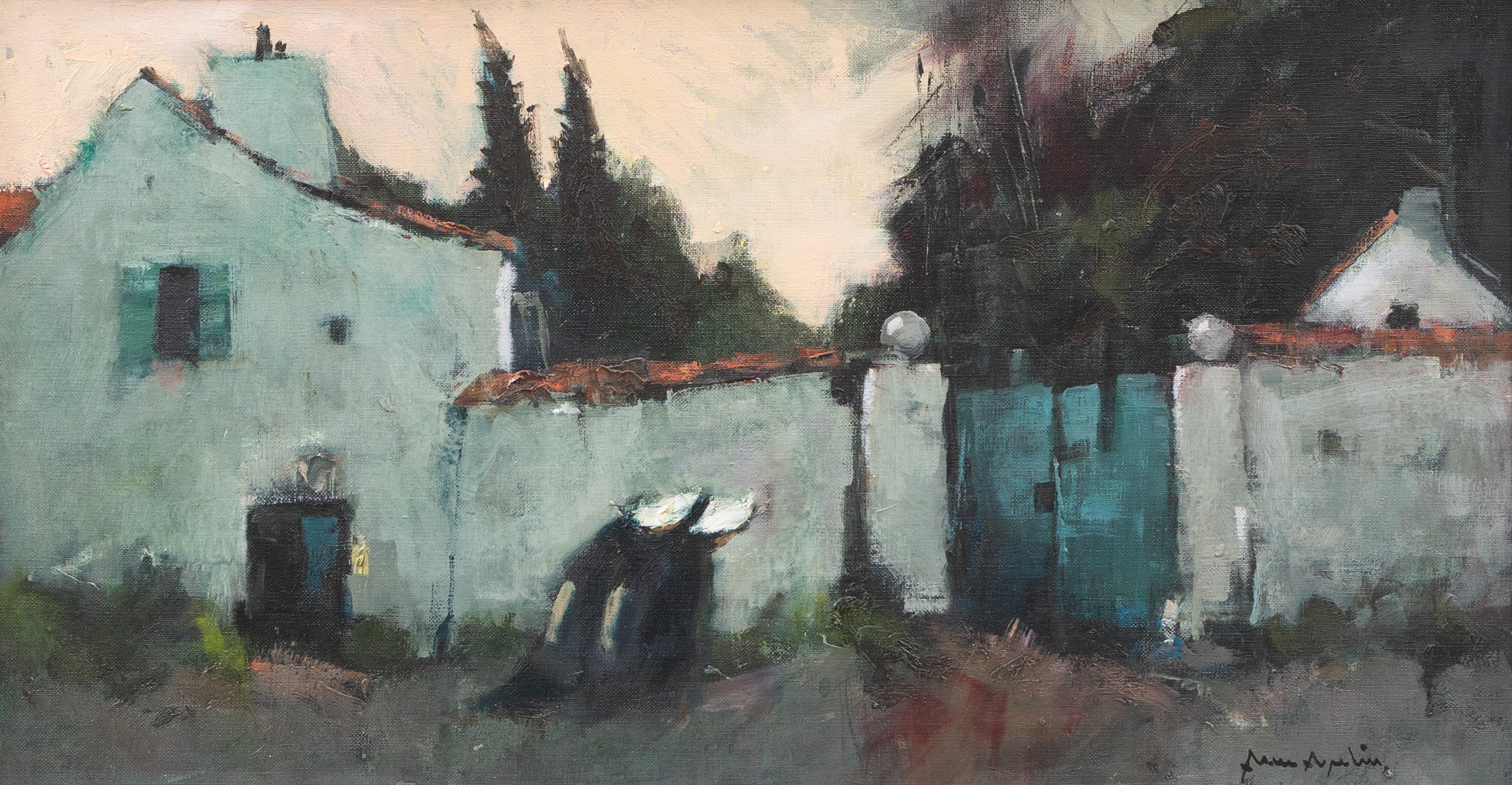 ARNE ASPELIN. Vid klostret, olja på duk, signerad.