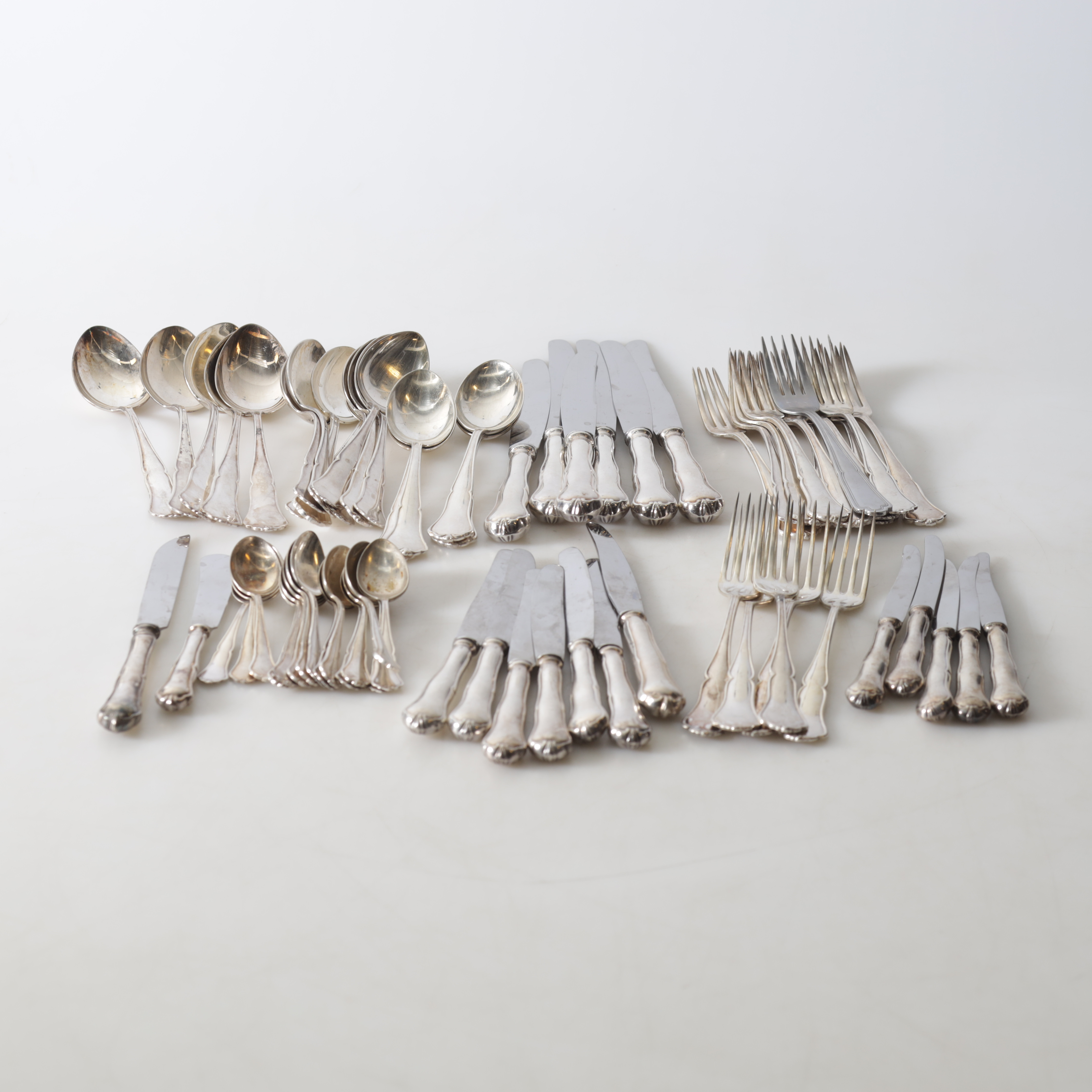 BESTICKUPPSÄTTNING, 68 delar, nysilver, "Viktoria", 1900-tal.