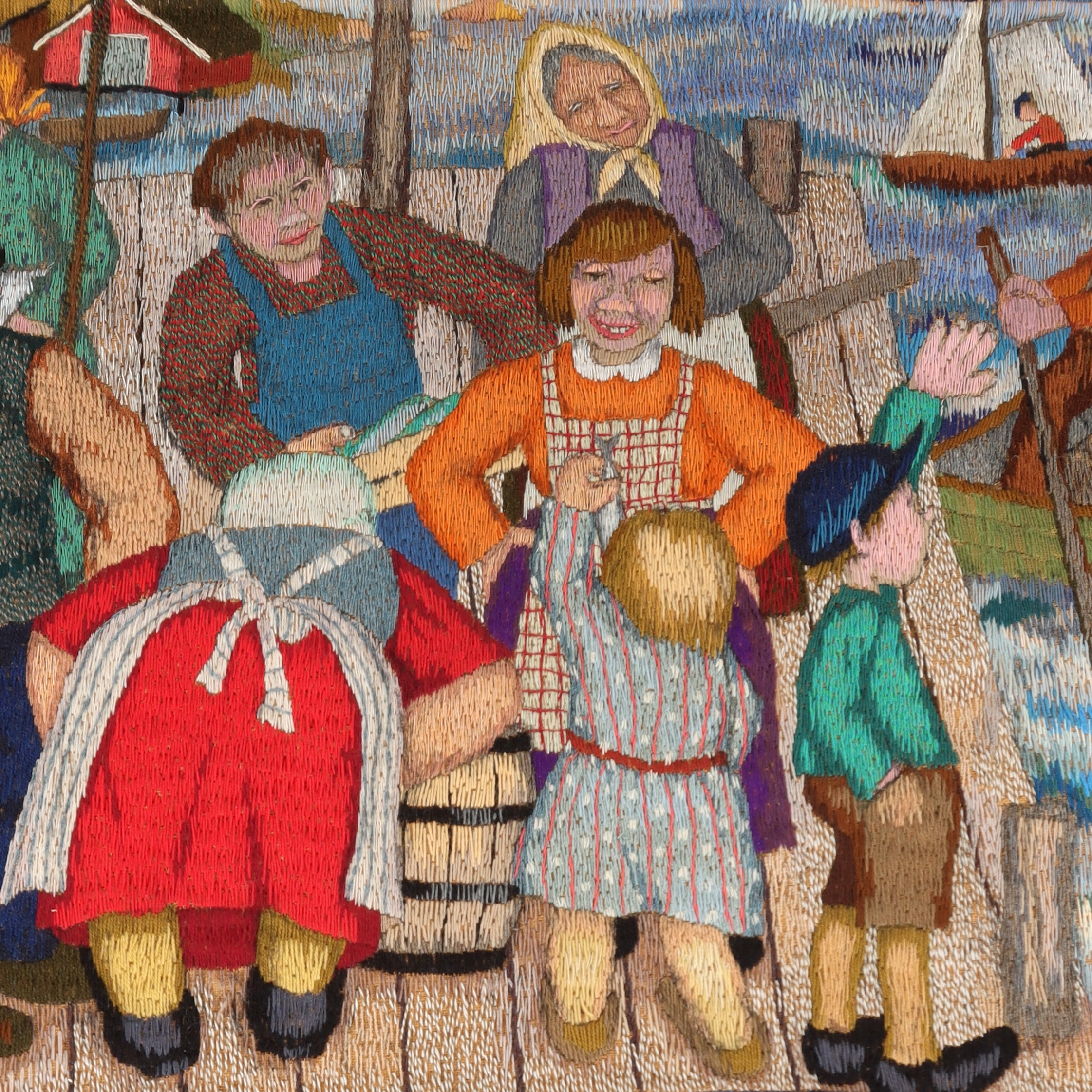 HILDUR LINDGREN WICKBERG. Fiskafänge, bonad/vävnad, monogramsignerad.