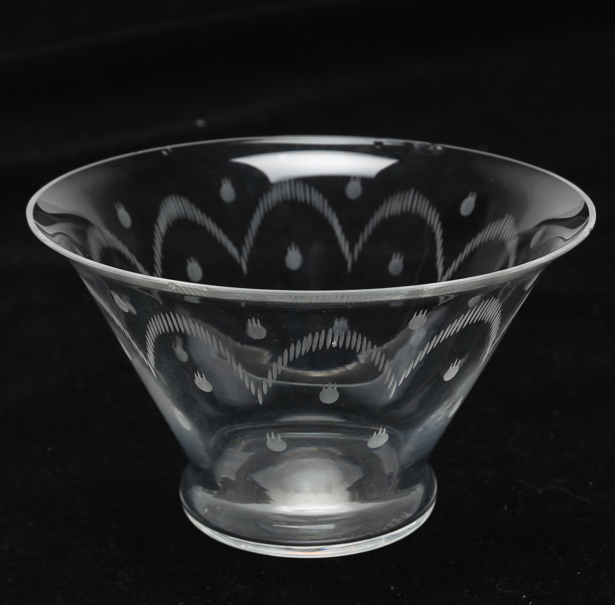 EDWARD HALD. SKÅL, glas, graverad dekor, Orrefors, signerad, 1925.
