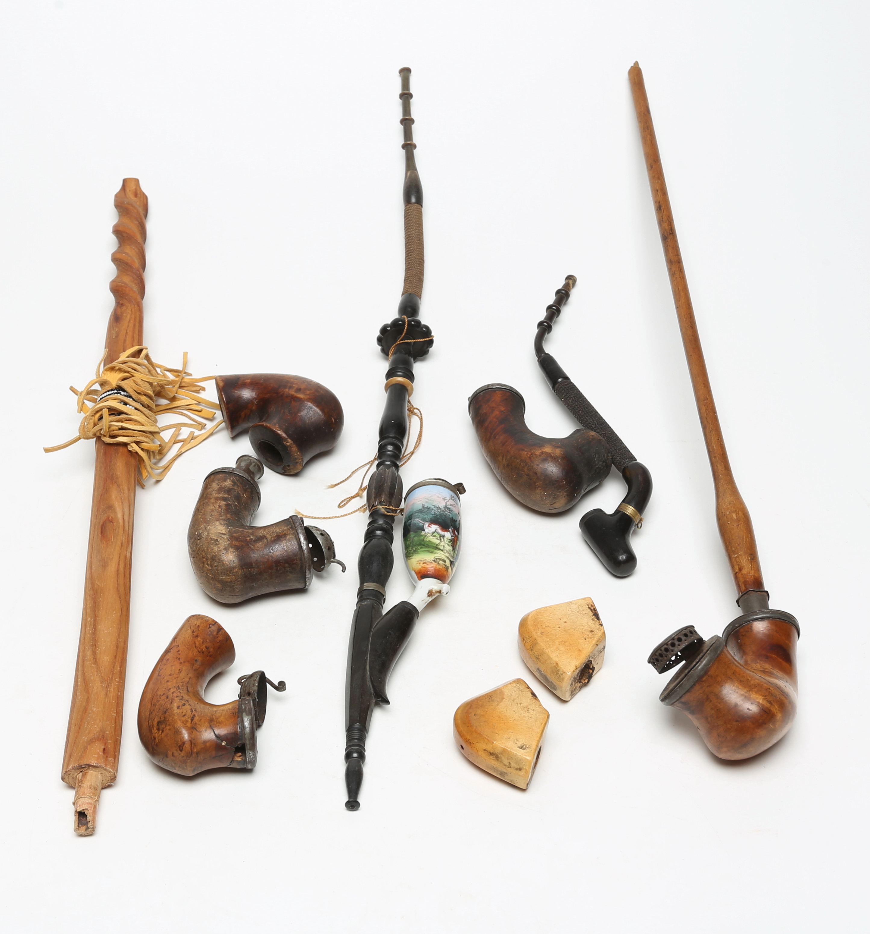 SAMLING LÅNGPIPOR och DELAR.