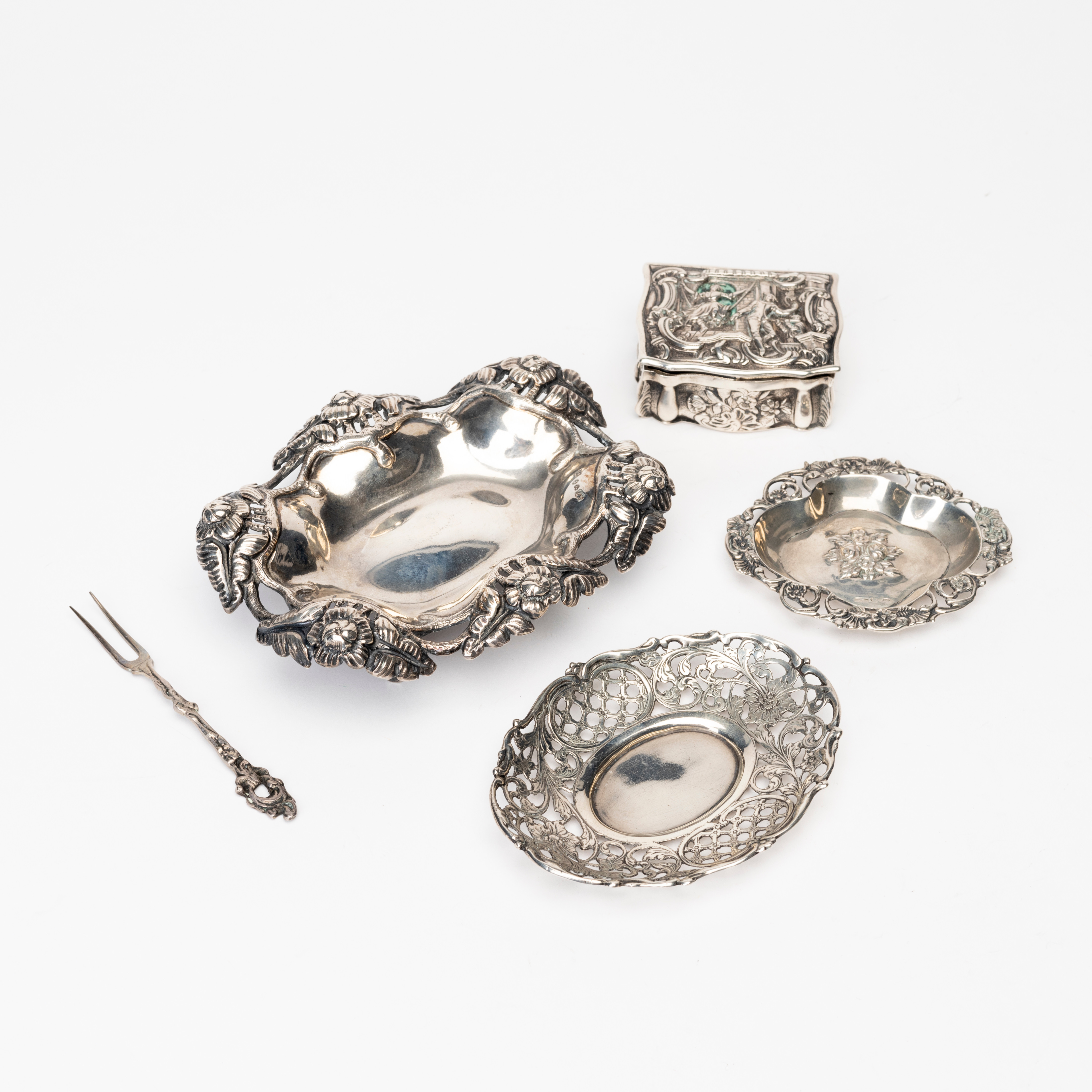 SILVER, 5 delar, 1800-/1900-tal.