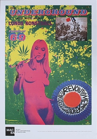 STURE JOHANNESSON. Utställningsaffisch, Efter, "The Underground will take over", Lunds konsthall 1969, MACBA.