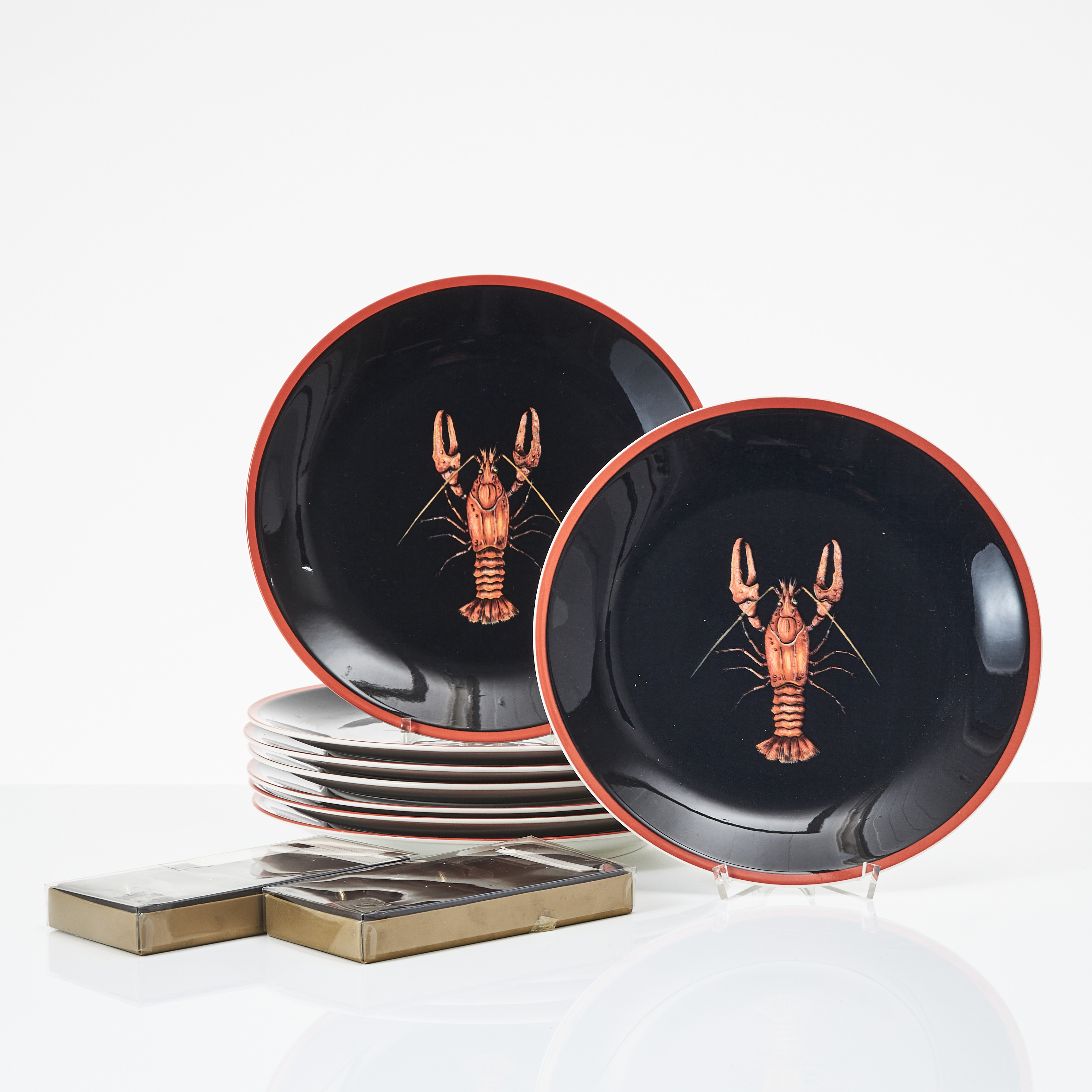 VILLEROY & BOCH, "Crayfish", tallrikar, 8 st, porslin, 1900-talets andra hälft.