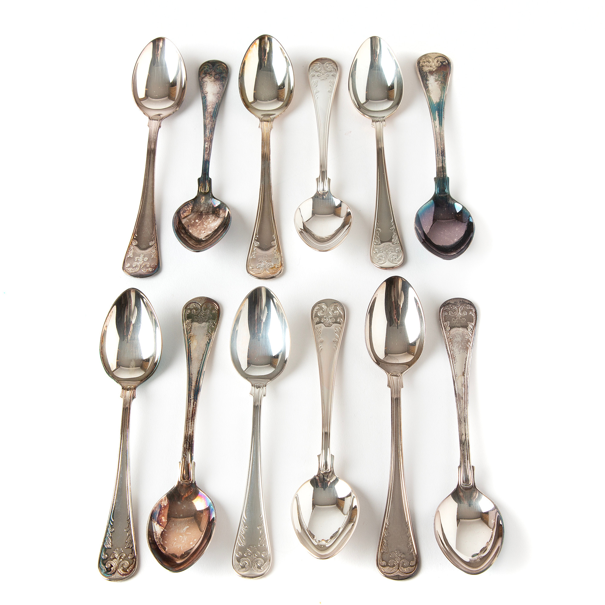 SKEDAR, 12 st, , silver, "Gammal Fransk", GAB, Stockholm.