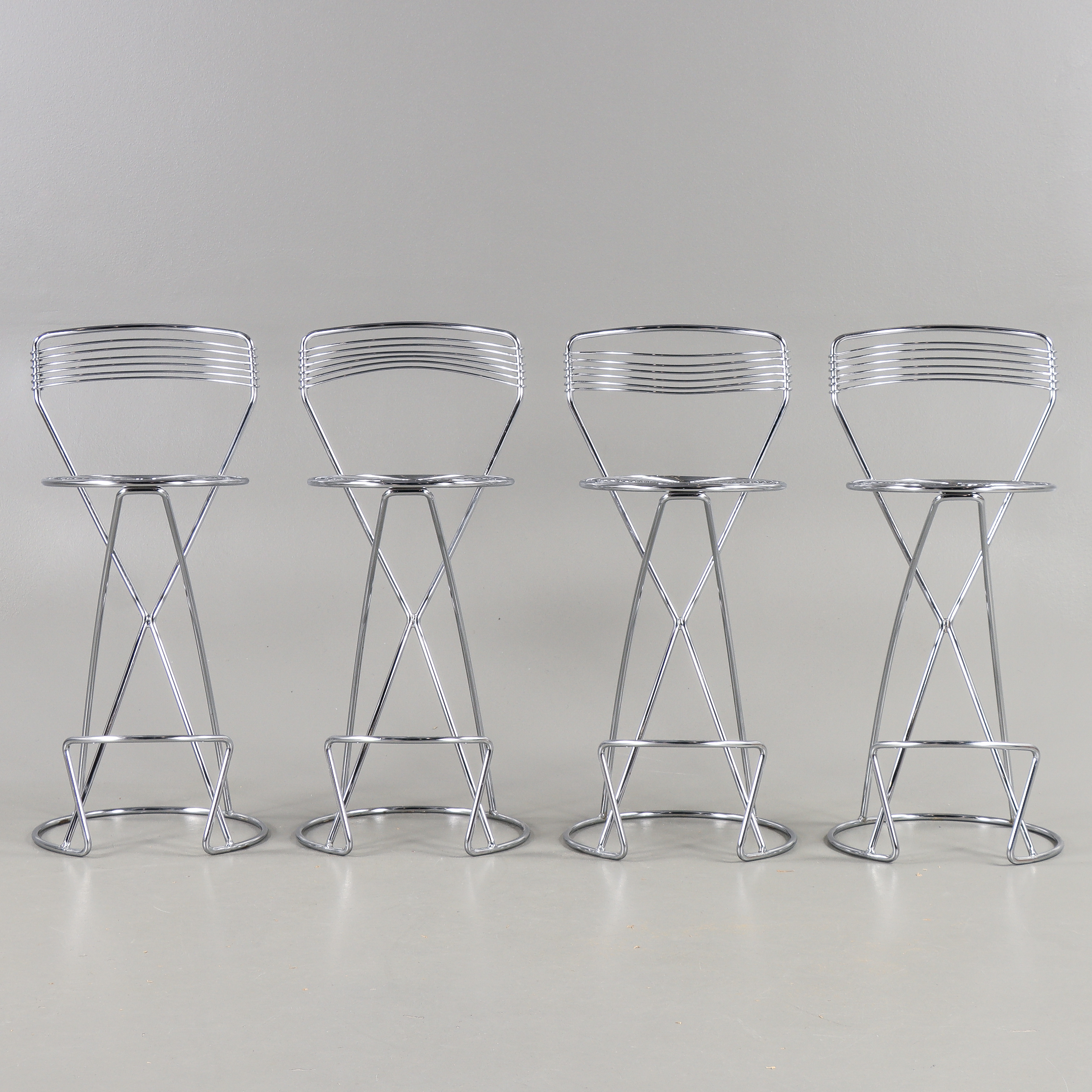 BARSTOLAR 4 stycken, kromat stål, sent 1900-tal.