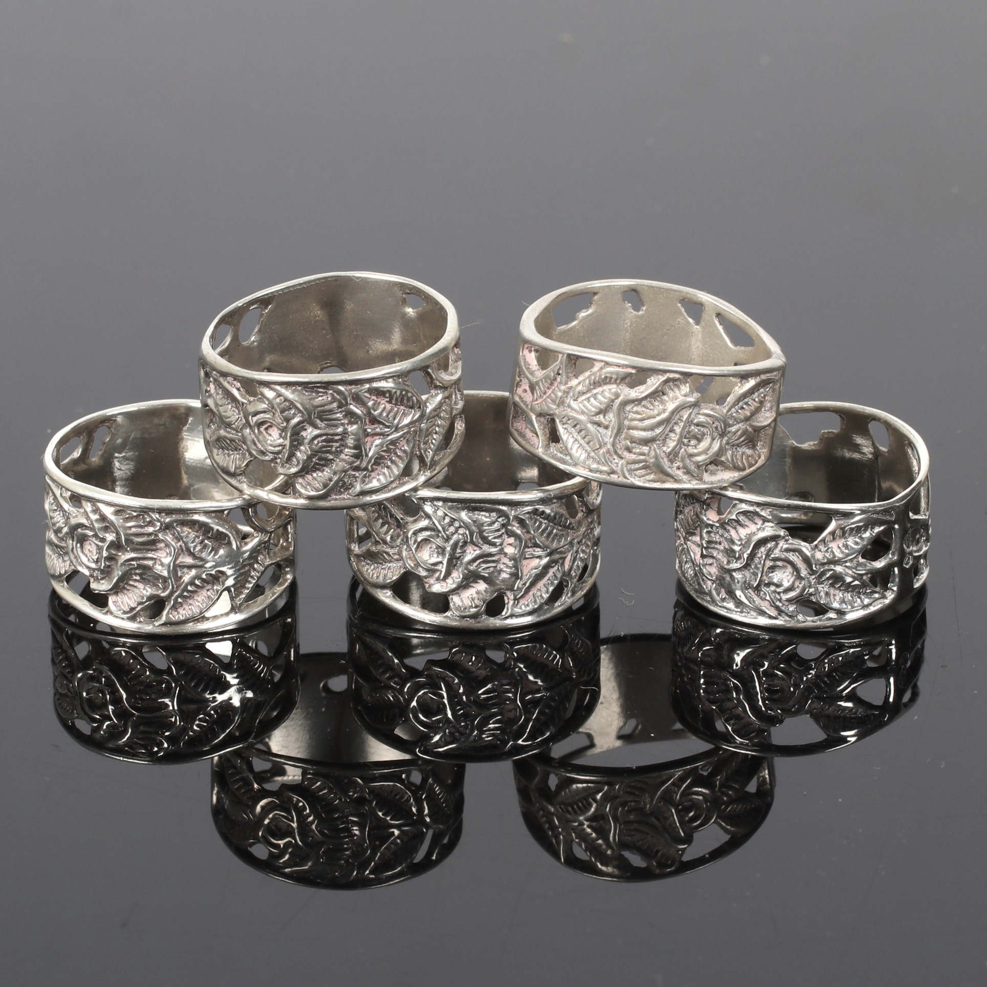 RINGAR, 5 st, silver, GEWE, 1970-tal.