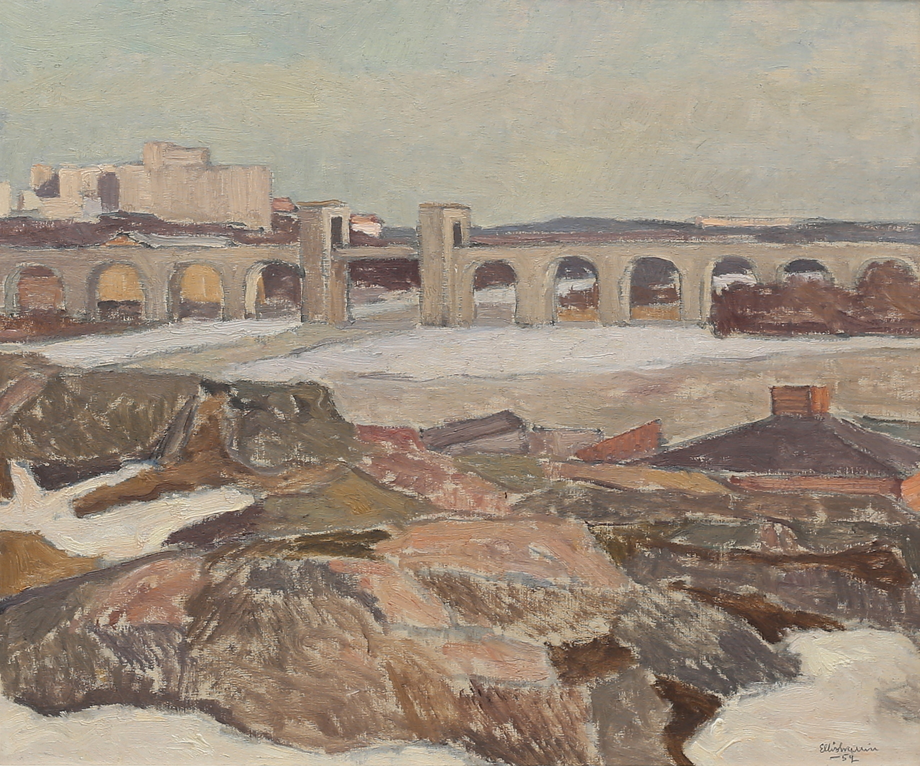 ELLIS WALLIN. "Än är det vinter kvar". Olja på duk, signerad och daterad -52.