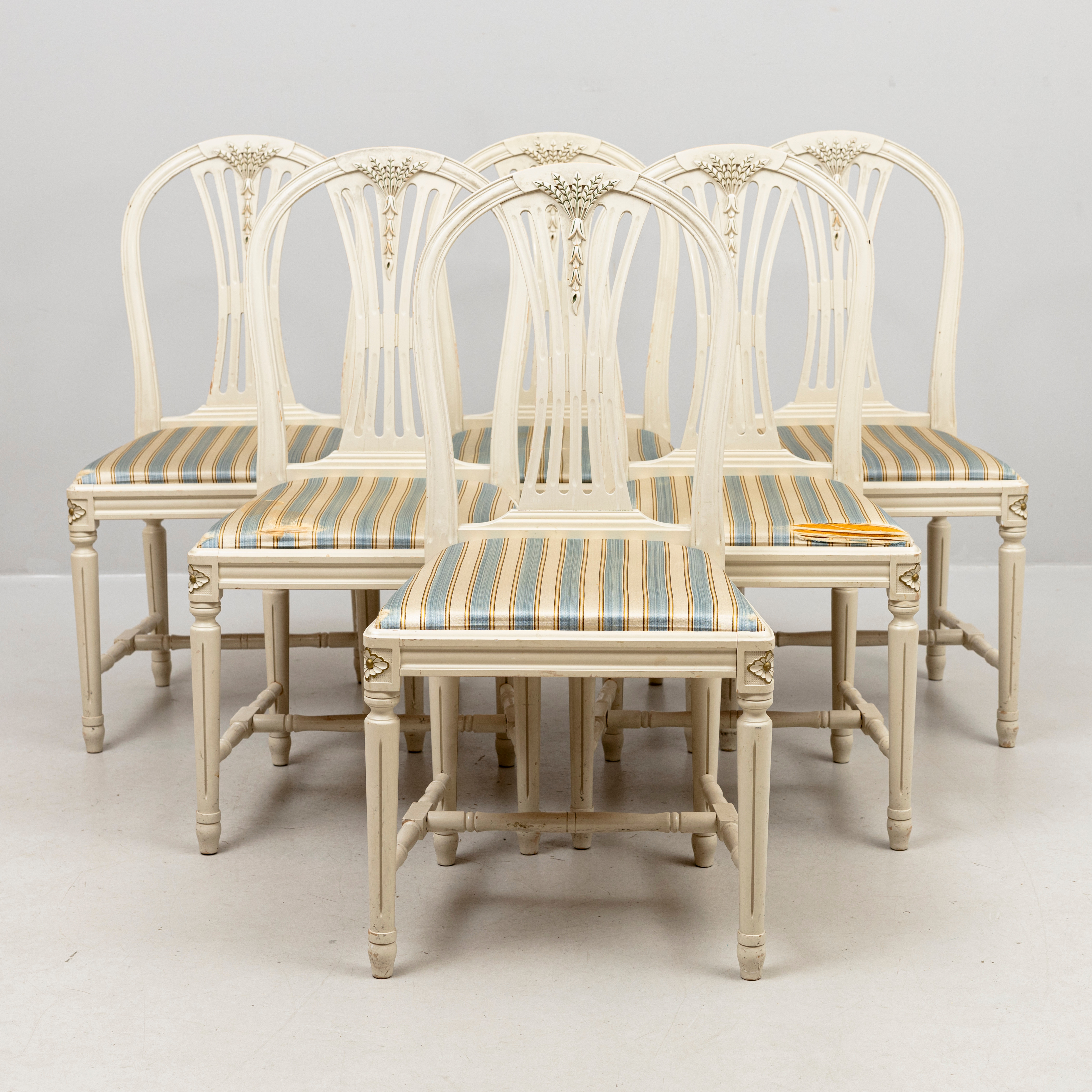 STOLAR, 6 st, modell "Axet", gustaviansk stil, NC Industrier AB, Valdemarsvik, 1900-talets andra hälft.