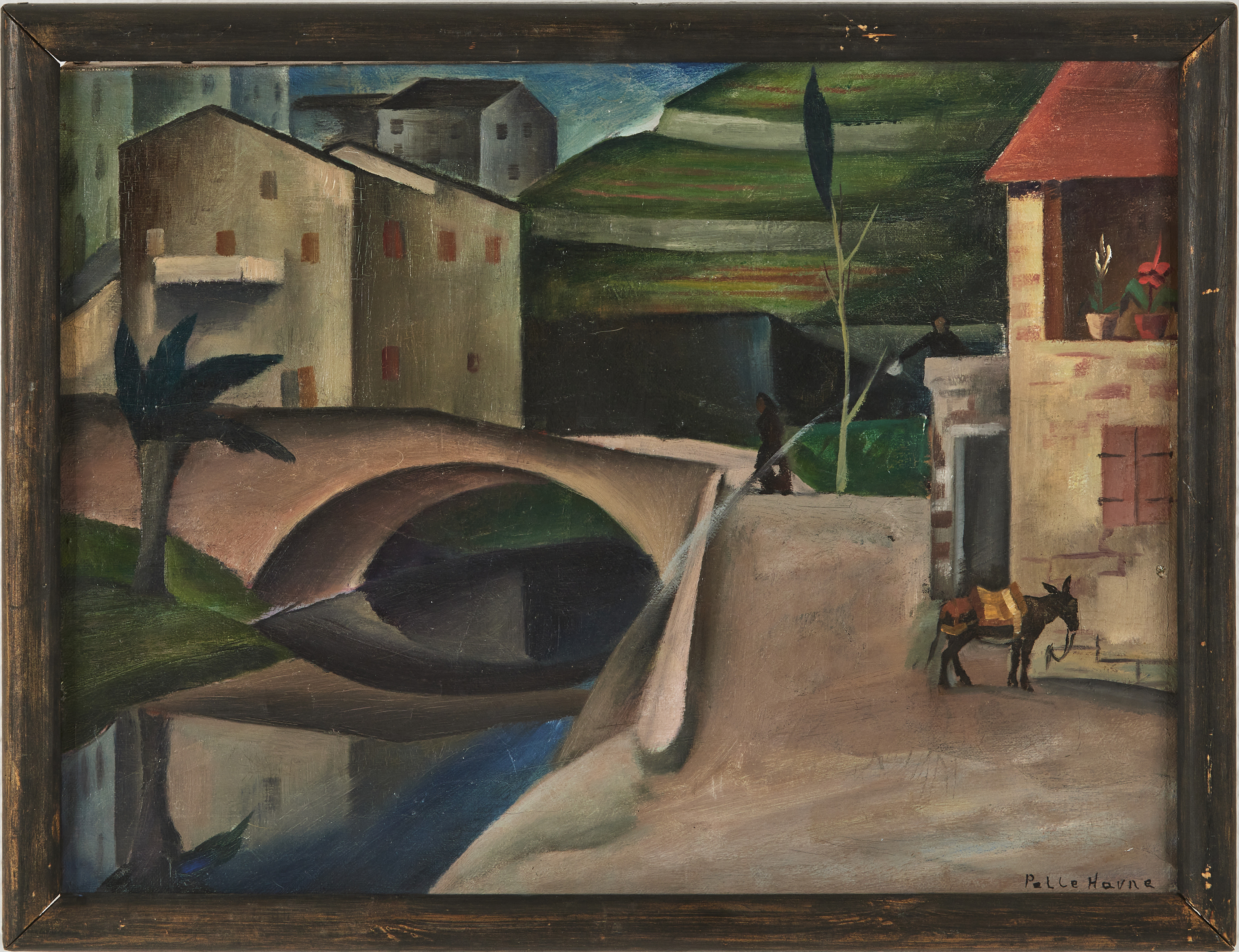 PELLE HAVNE (1893-1935) "By utanför Prades Pyrénées Orientales", oljemålning på duk, signerad Pelle Havne.