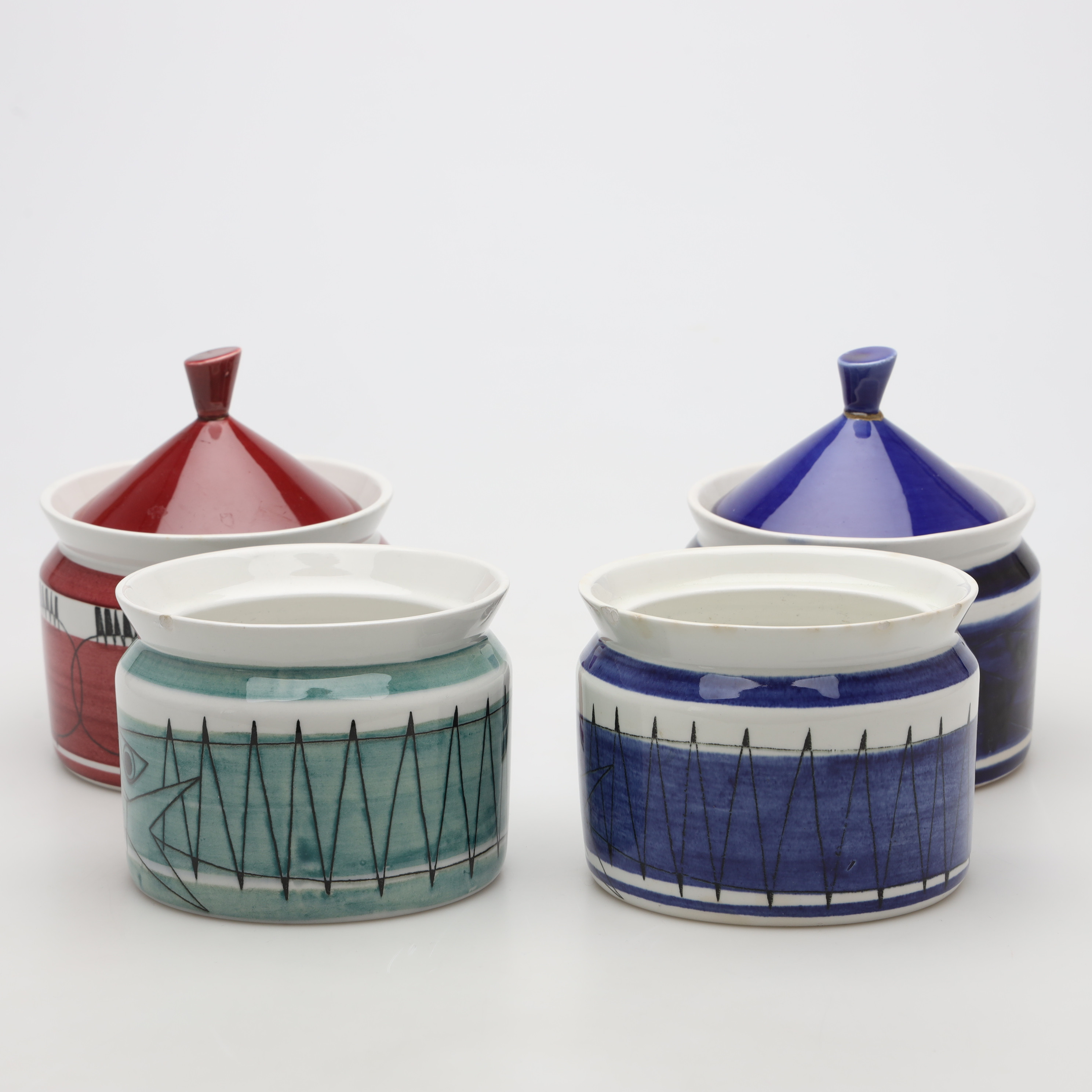 MARIANNE WESTMAN. BURKAR, 4 delar, "Picknick" Rörstrand.