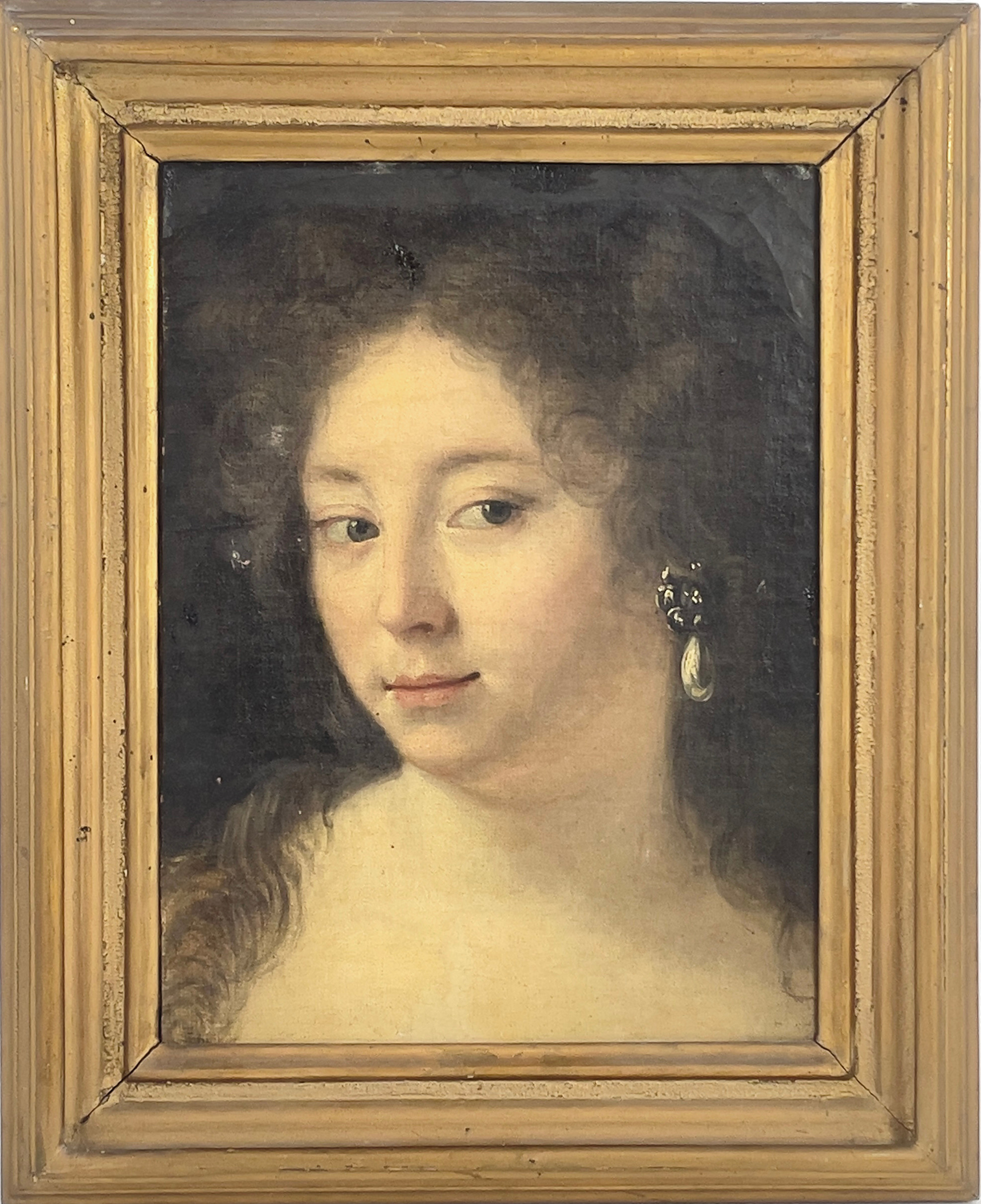 OKÄND KONSTNÄR, olja på duk, kvinnoporträtt, ej signerat, 18/1900-tal.