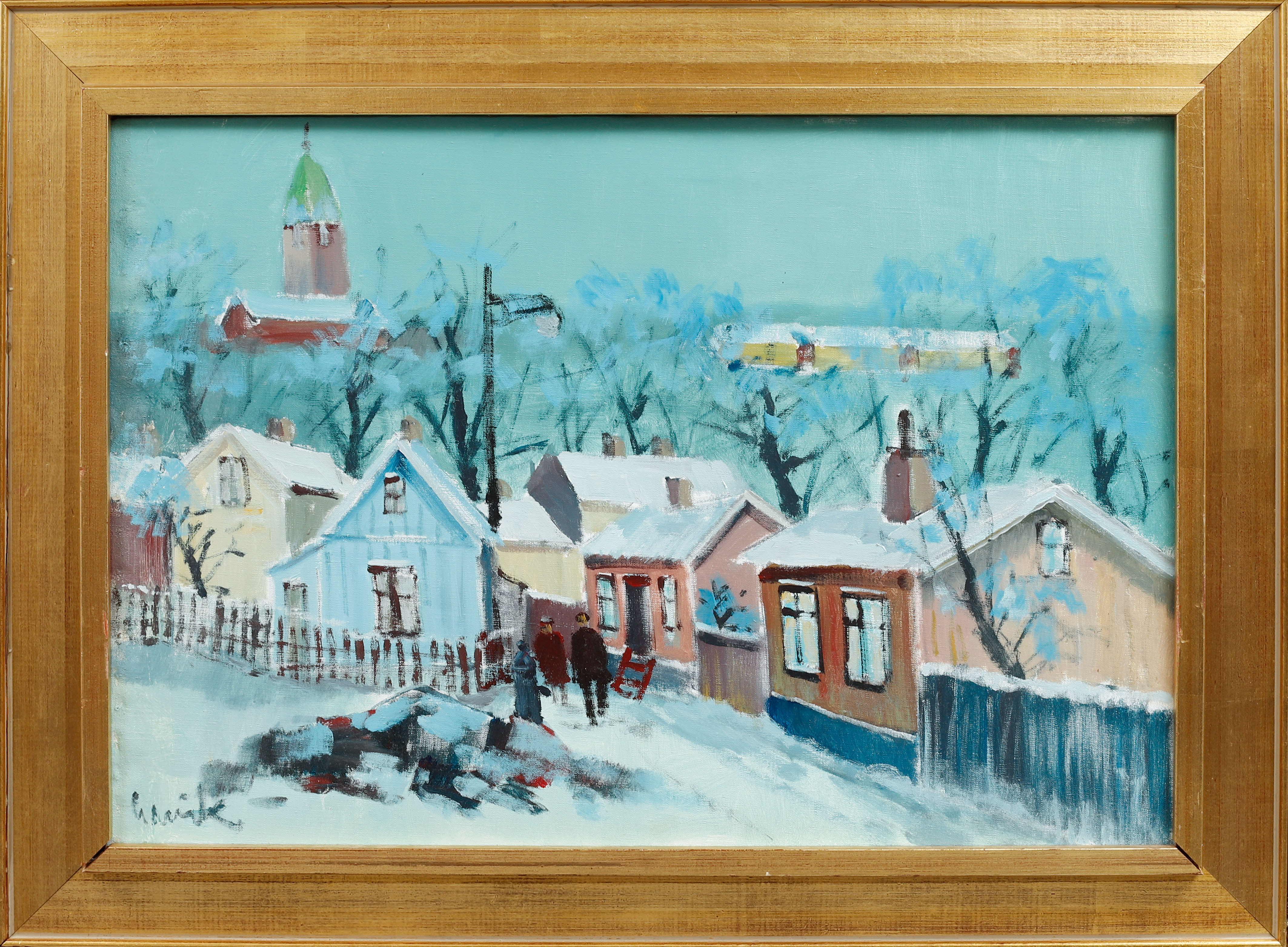 TAGE GAVIK. "Ankargatan Majorna", olja på duk, signerad.