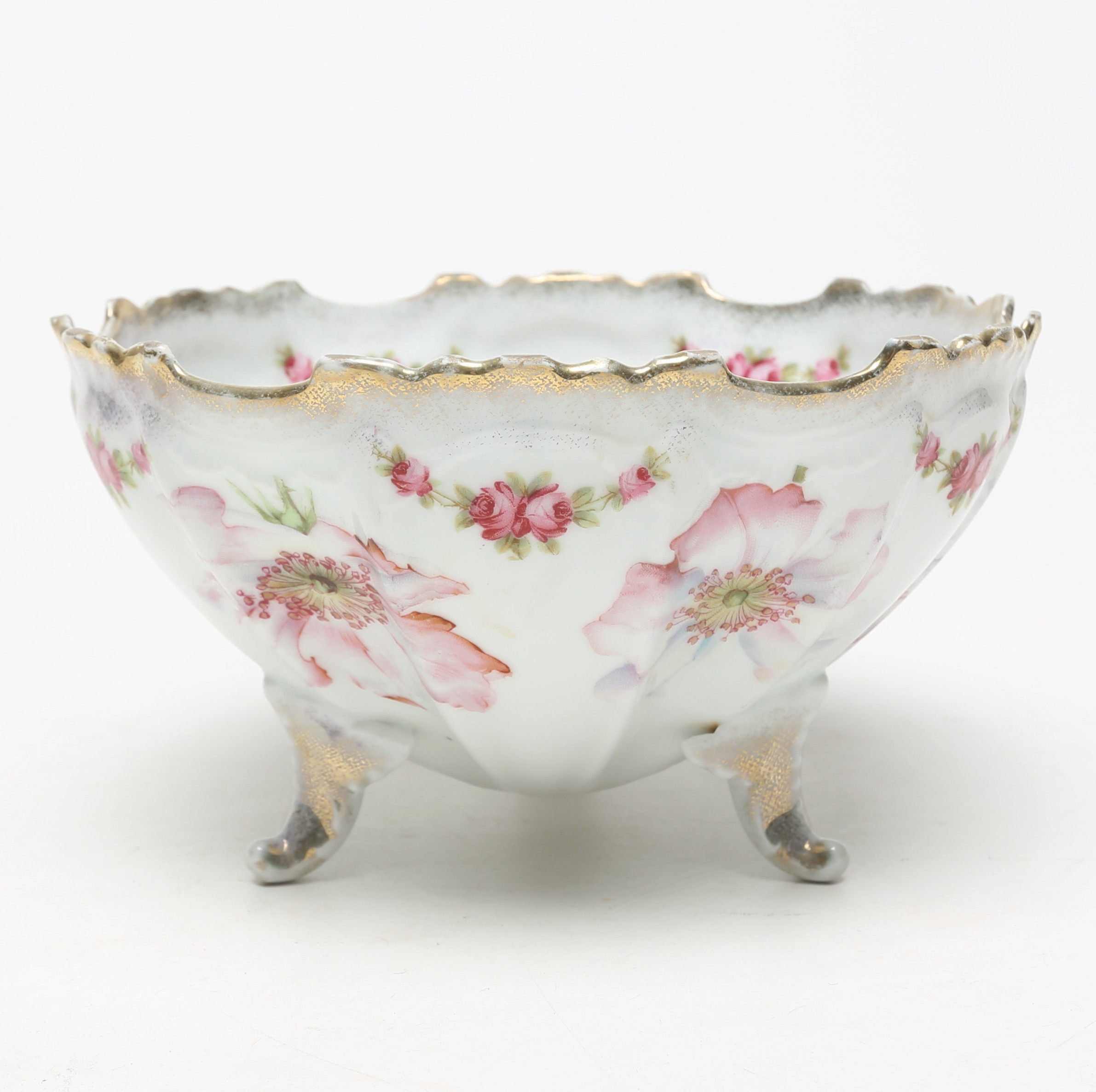 SKÅL, porslin, med blomdekor.