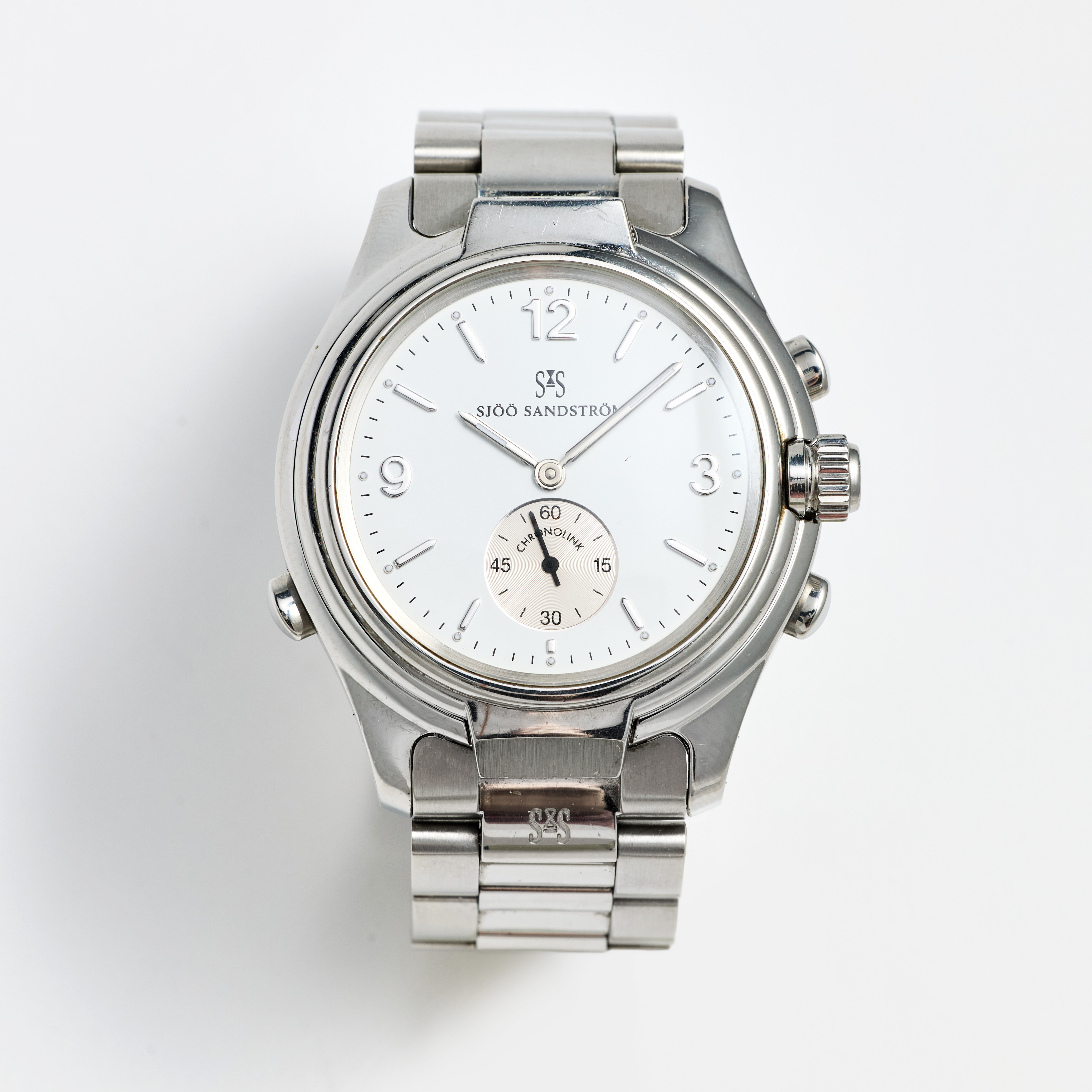SJÖÖ SANDSTRÖM, Chronolink, Worldtimer UTC, armbandsur, 40 mm, stål/titan, certifikat, oktober 2001.
