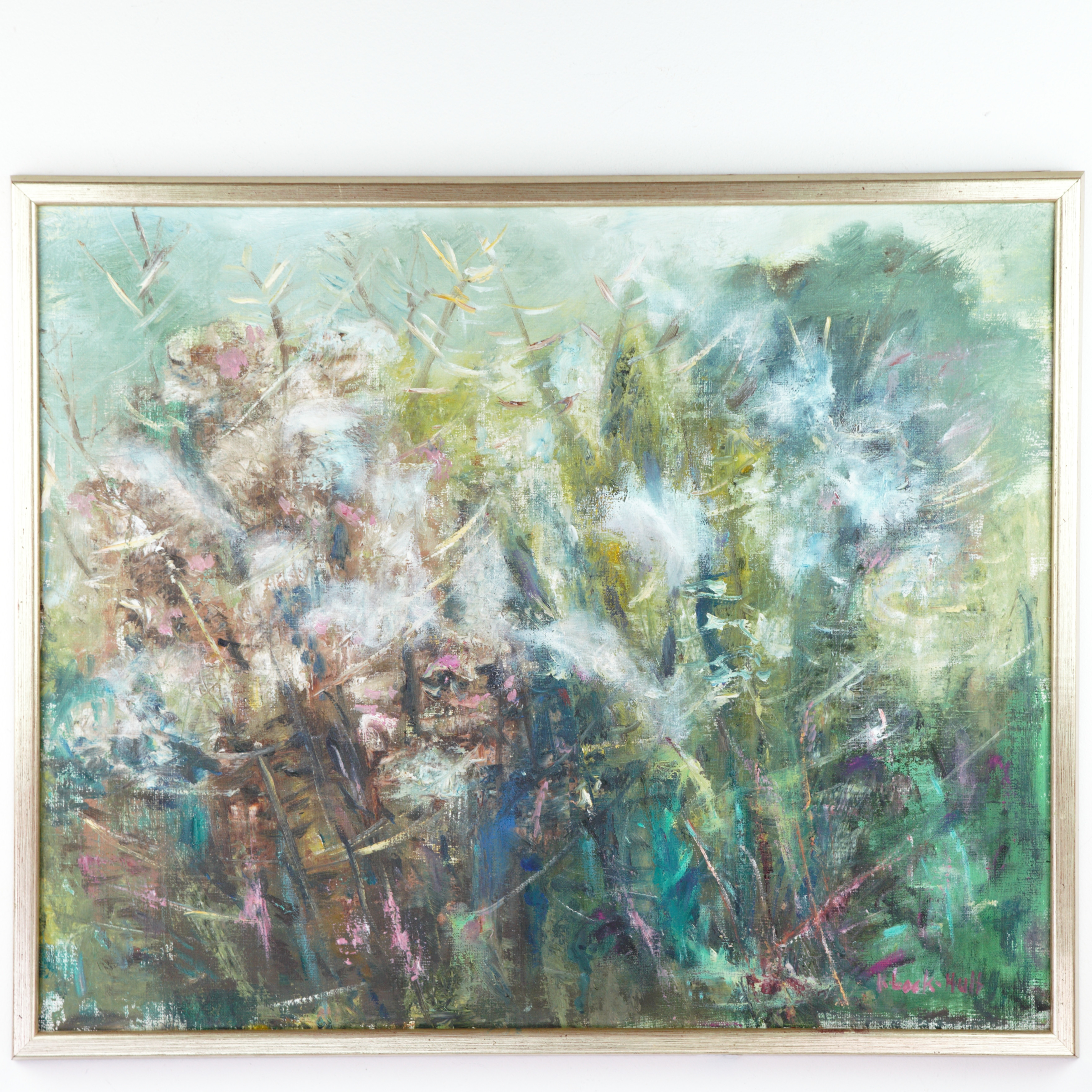 KERSTIN LOCK-HULT. Olja på duk, "Fröställning", signerad.