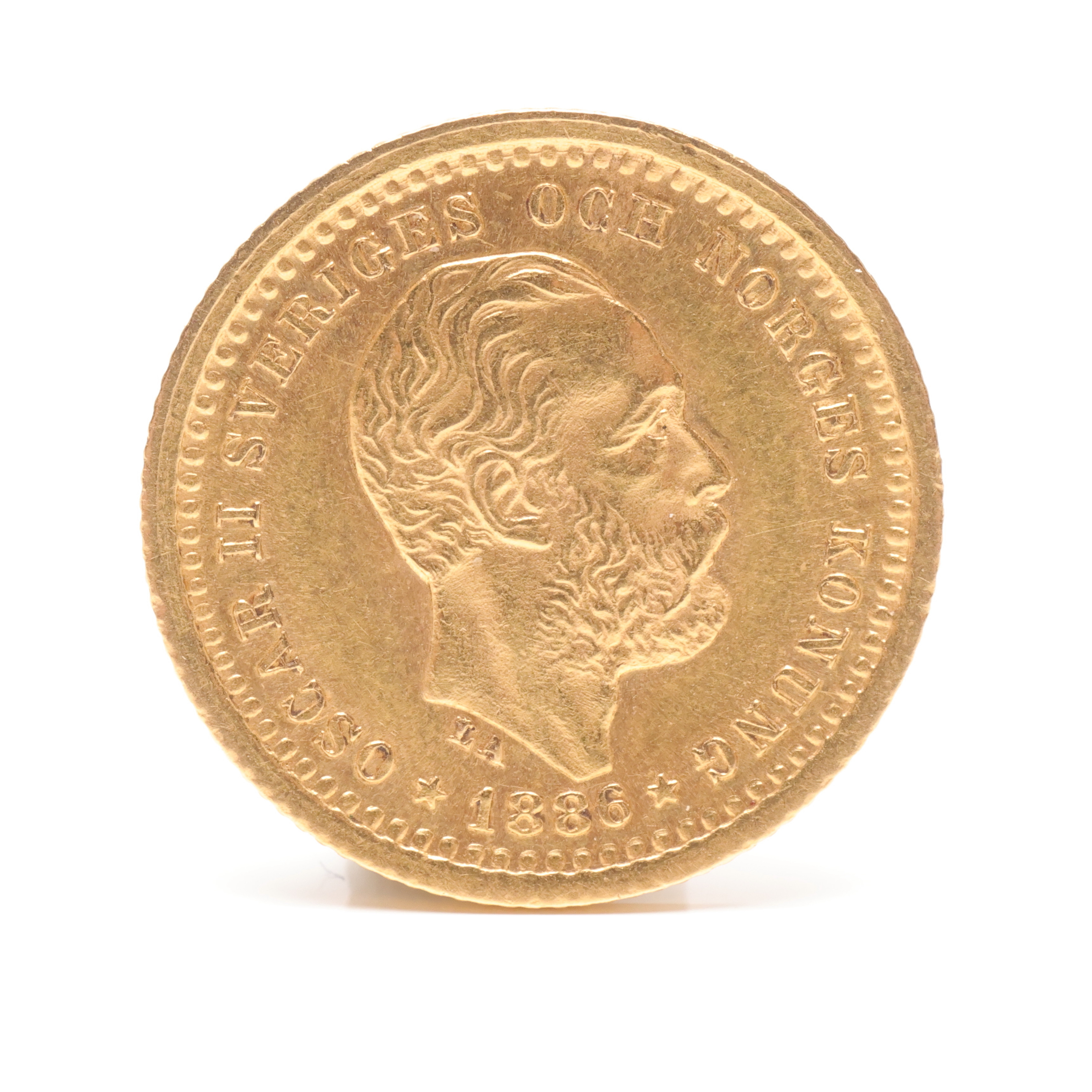 MYNT, guld, 5 kronor, Oscar II 1886.
