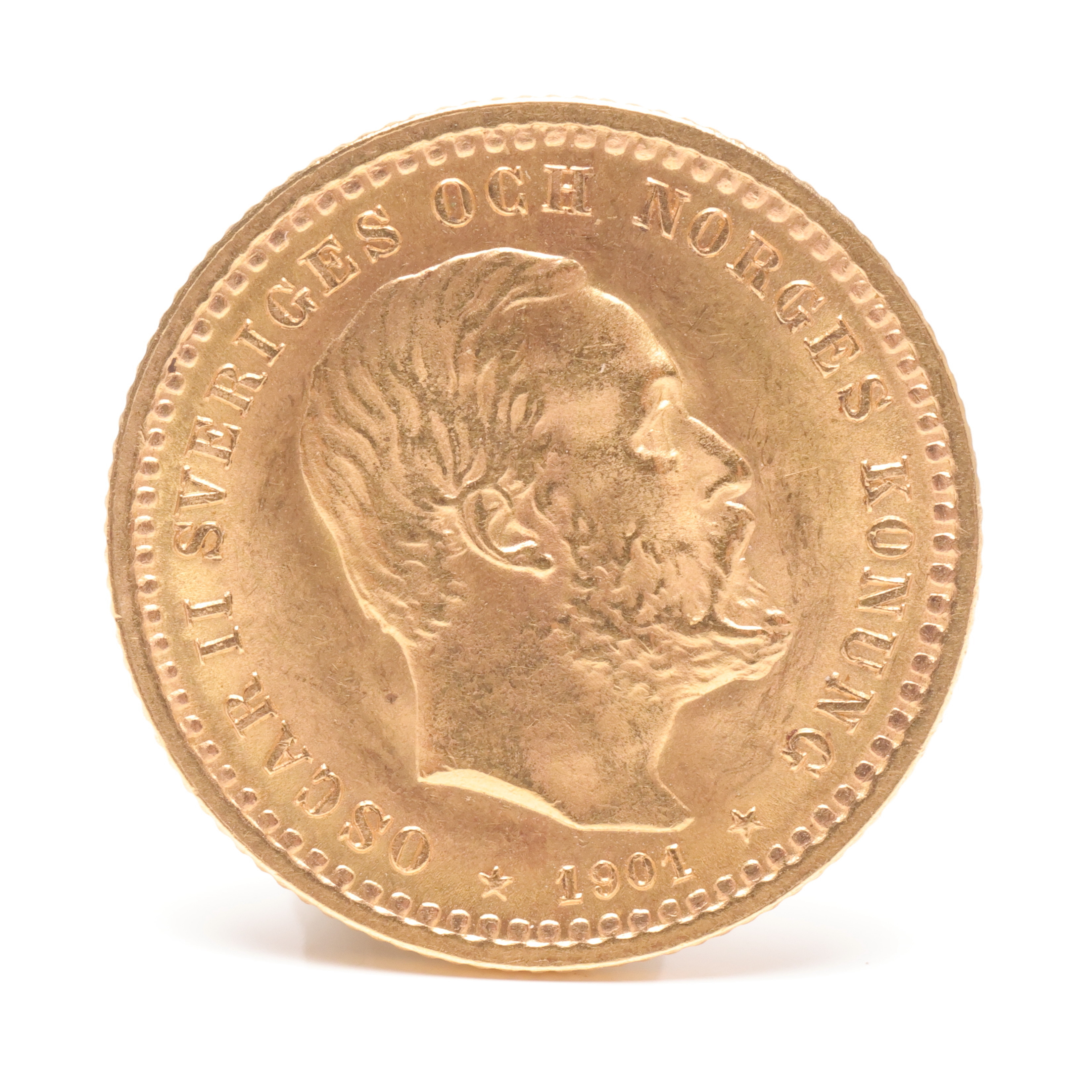 MYNT, guld, 5 kronor, Oscar II 1901.