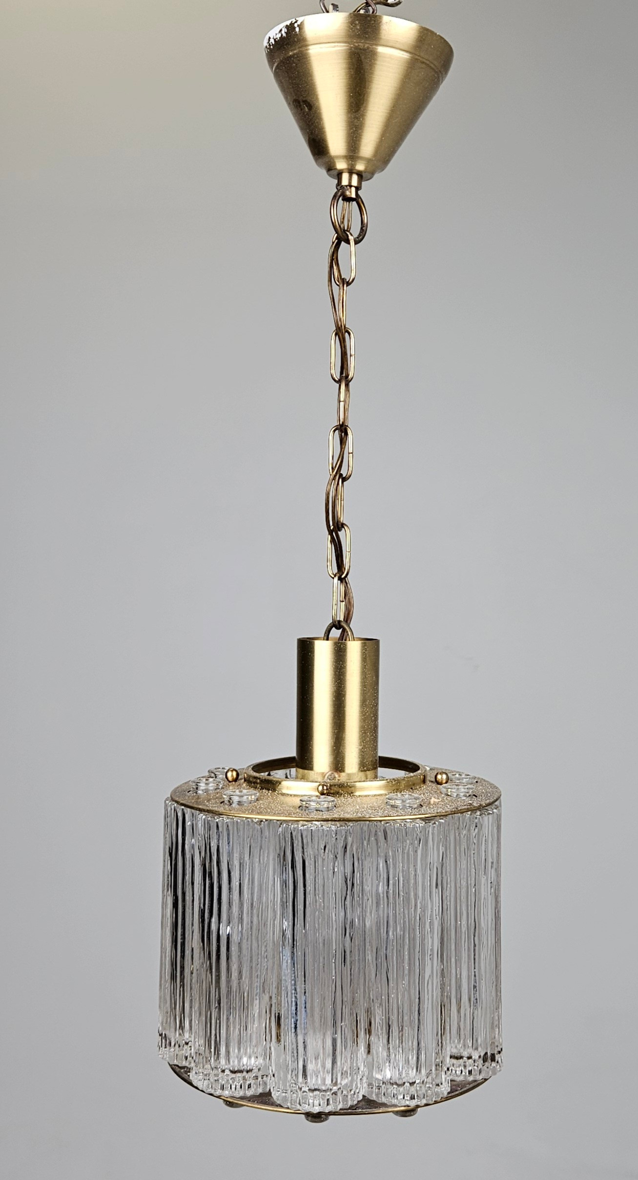 ERIC WÄRNÅ. Taklampa, "Nordlys", glas och mässing, Kemp & Lauritzen, Danmark, höjd ca. 23 cm.