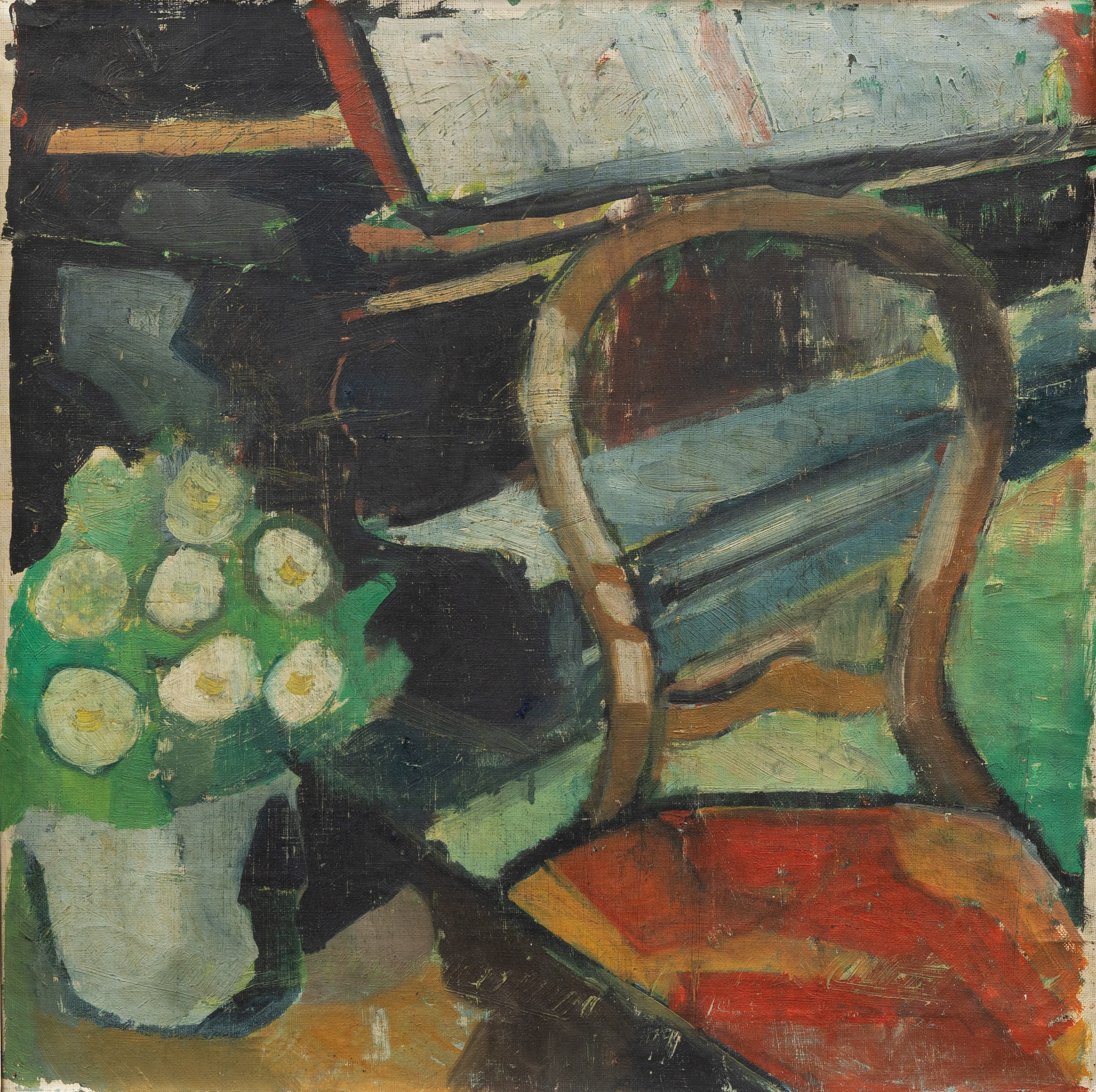 OKÄND KONSTNÄR. Interiördetalj, olja på duk, osignerad.